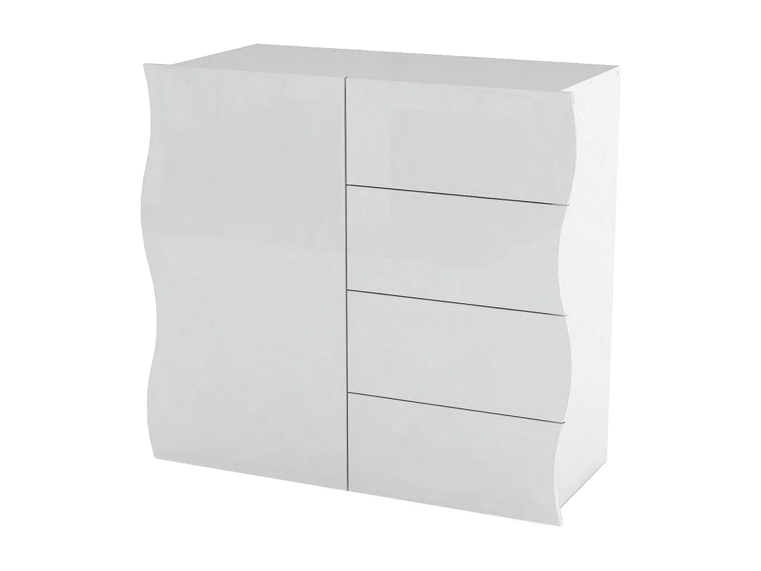 Buffet Giuseppe, Buffet de cuisine avec 4 portes et 1 tiroir, Buffet de salon, 100% Made in Italy, 90x40h81 cm, Blanc brillant