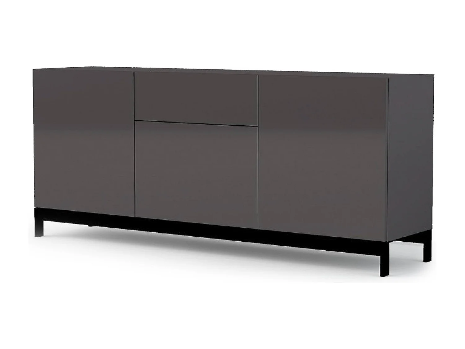 Buffet Tito, Buffet de cuisine avec 3 portes et 1 tiroir, Buffet de salon, 100% Made in Italy, 170x40h47 cm, Anthracite Brillant