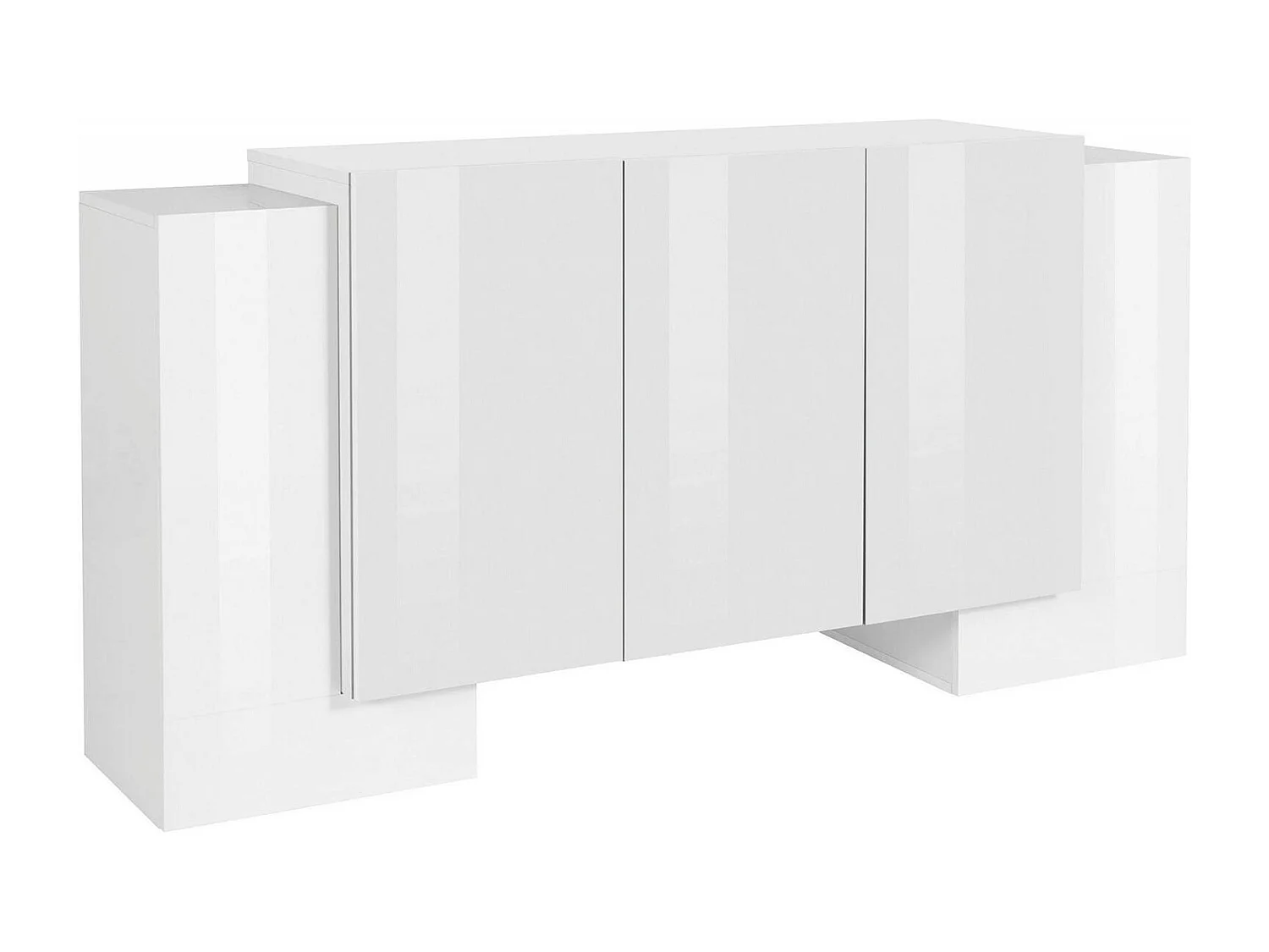 Buffet Logan, Buffet de cuisine 5 portes, Buffet de salon, 100% Made in Italy, 170x45h85 cm, Blanc brillant