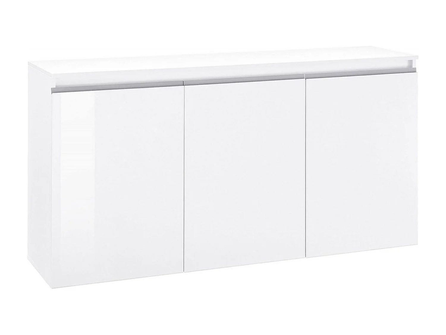Pino dressoir, 3-deurs keukendressoir, Woonkamerbuffet, 100% Made in Italy, 150x40h81 cm, Glanzend wit
