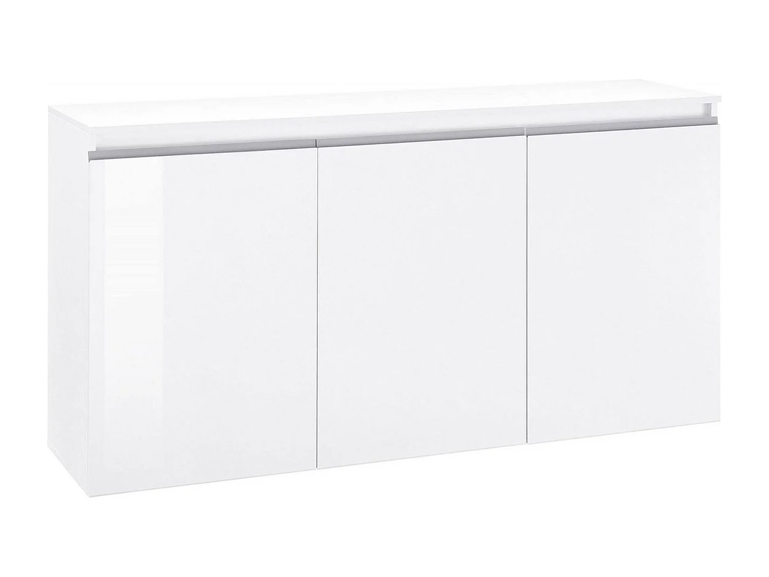 Credenza Pino, Madia da cucina a 3 ante, Buffet da soggiorno, 100% Made in Italy, cm 150x40h81, Bianco lucido