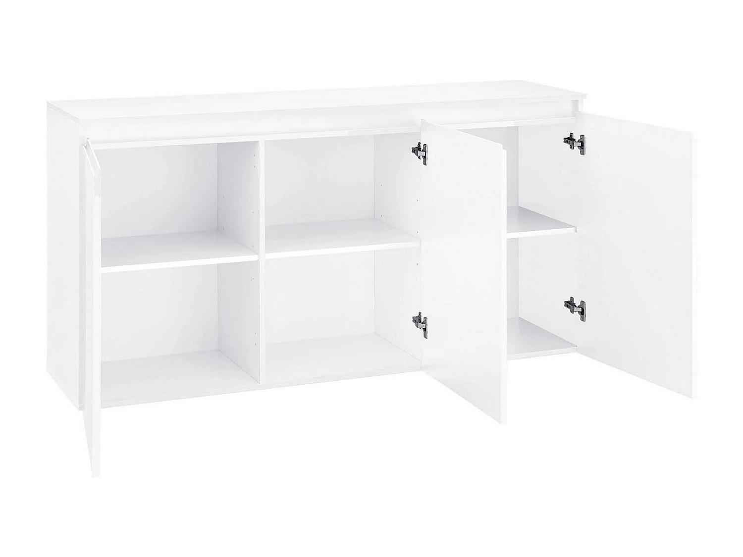 Credenza Pino, Madia da cucina a 3 ante, Buffet da soggiorno, 100% Made in Italy, cm 150x40h81, Bianco lucido