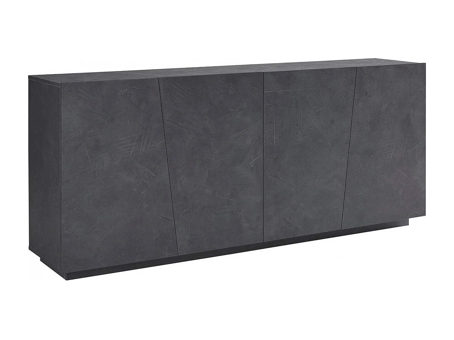 Kommode Oscar, 4-türiges Küchen-Sideboard, Wohnzimmer-Buffet, 100 % Made in Italy, 200 x 43 x 86 cm, Schiefer,