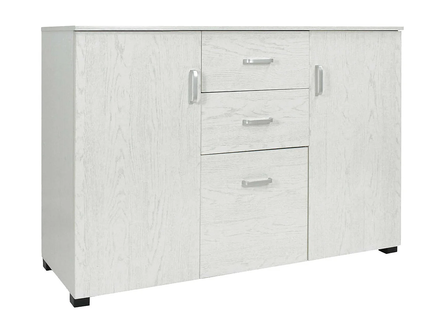 Benidorm dressoir, Woonkamerbuffet, Woonkamerdressoir, Modern dressoir met 3 deuren en 2 laden, 120x40h83 cm, Grijs