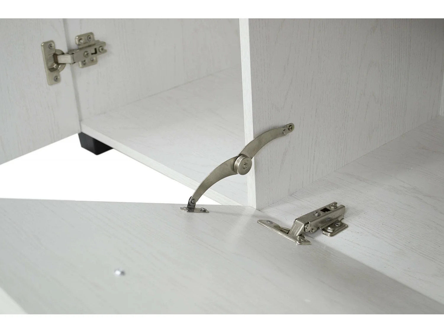 Kommode Benidorm, Wohnzimmer-Buffet, Wohnzimmer-Sideboard, modernes Sideboard mit 3 Türen und 2 Schubladen, 120x40h83 cm, Grau