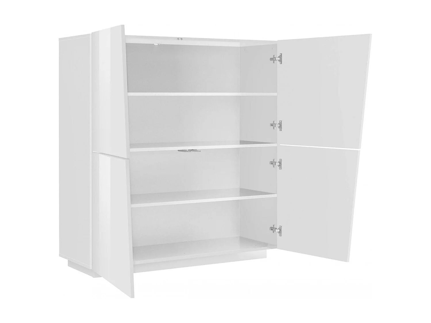 Aparador Pavel, Aparador de cocina de 4 puertas, Buffet de salón, 100% Made in Italy, 120x43h126 cm, Blanco brillo