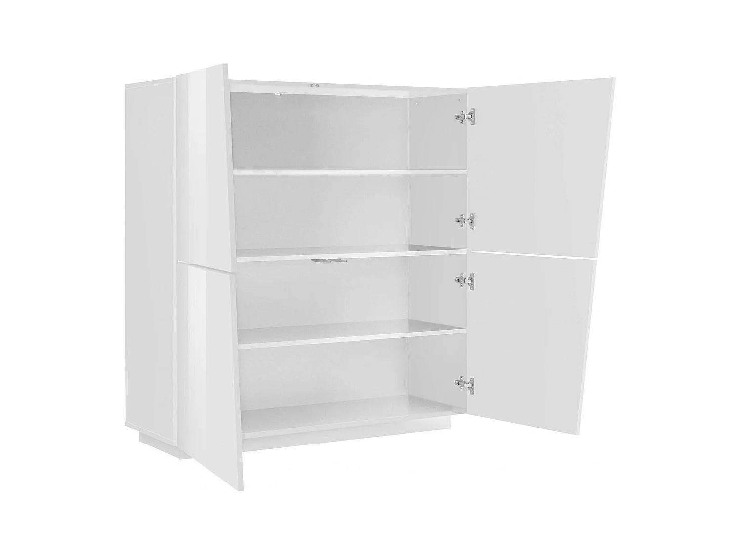 Aparador Pavel, Aparador de cocina de 4 puertas, Buffet de salón, 100% Made in Italy, 120x43h126 cm, Blanco brillo