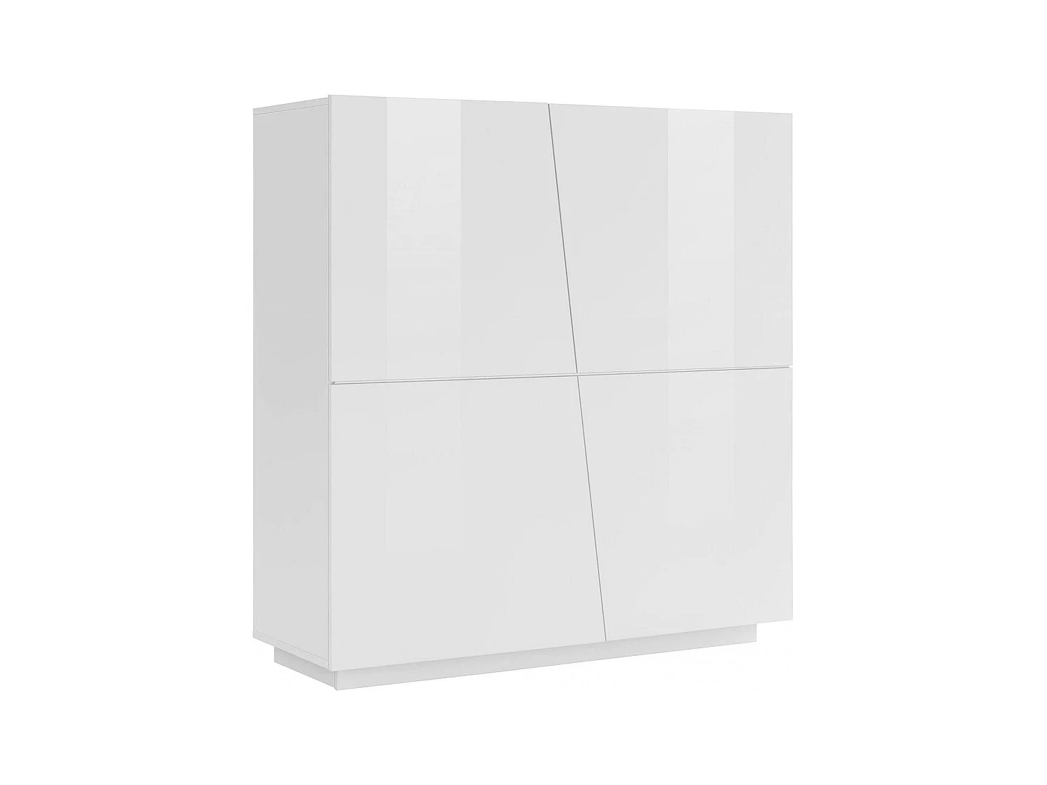 Buffet Pavel, Buffet de cuisine 4 portes, Buffet de salon, 100% Made in Italy, 120x43h126 cm, Blanc brillant