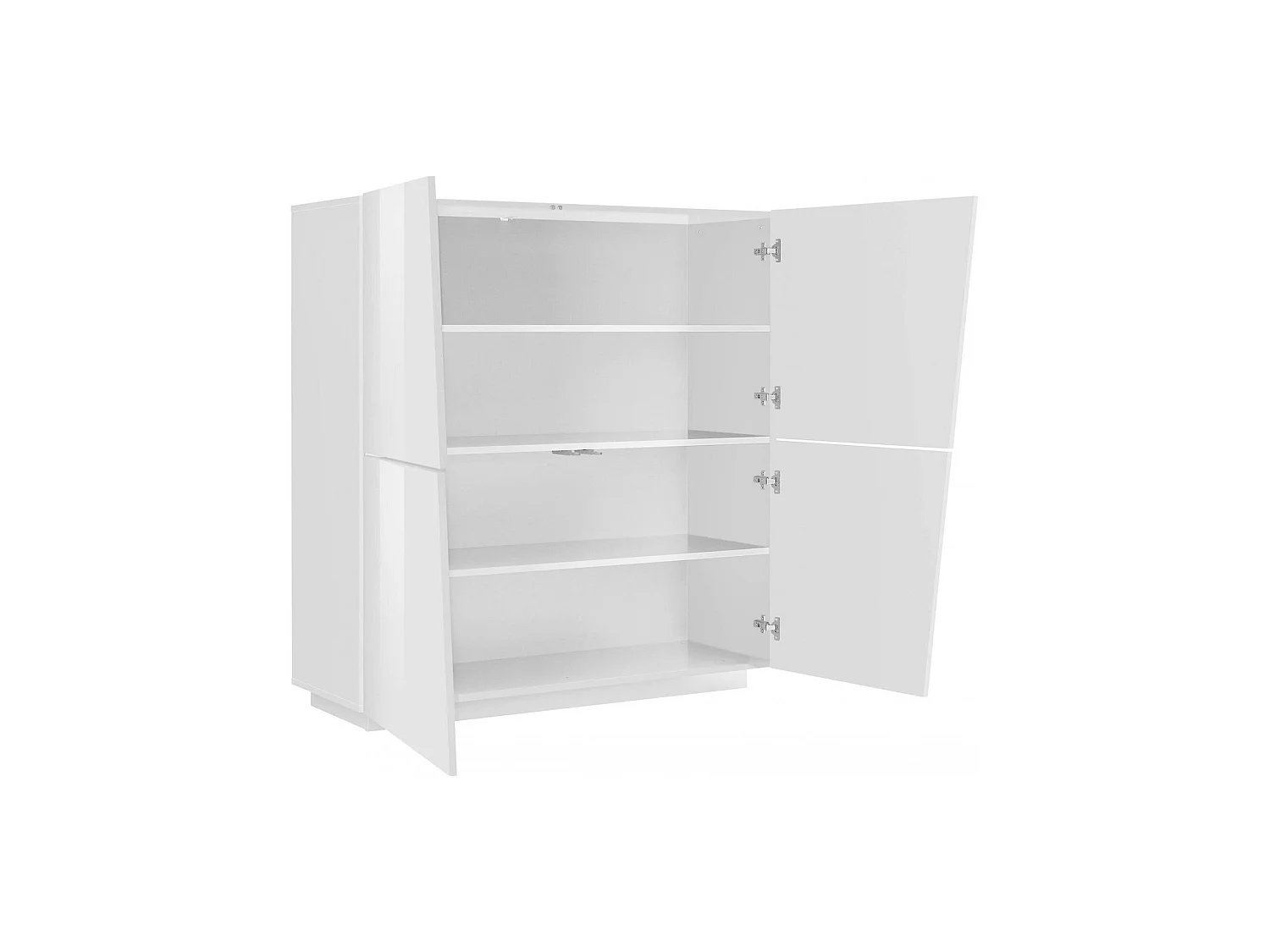 Buffet Pavel, Buffet de cuisine 4 portes, Buffet de salon, 100% Made in Italy, 120x43h126 cm, Blanc brillant