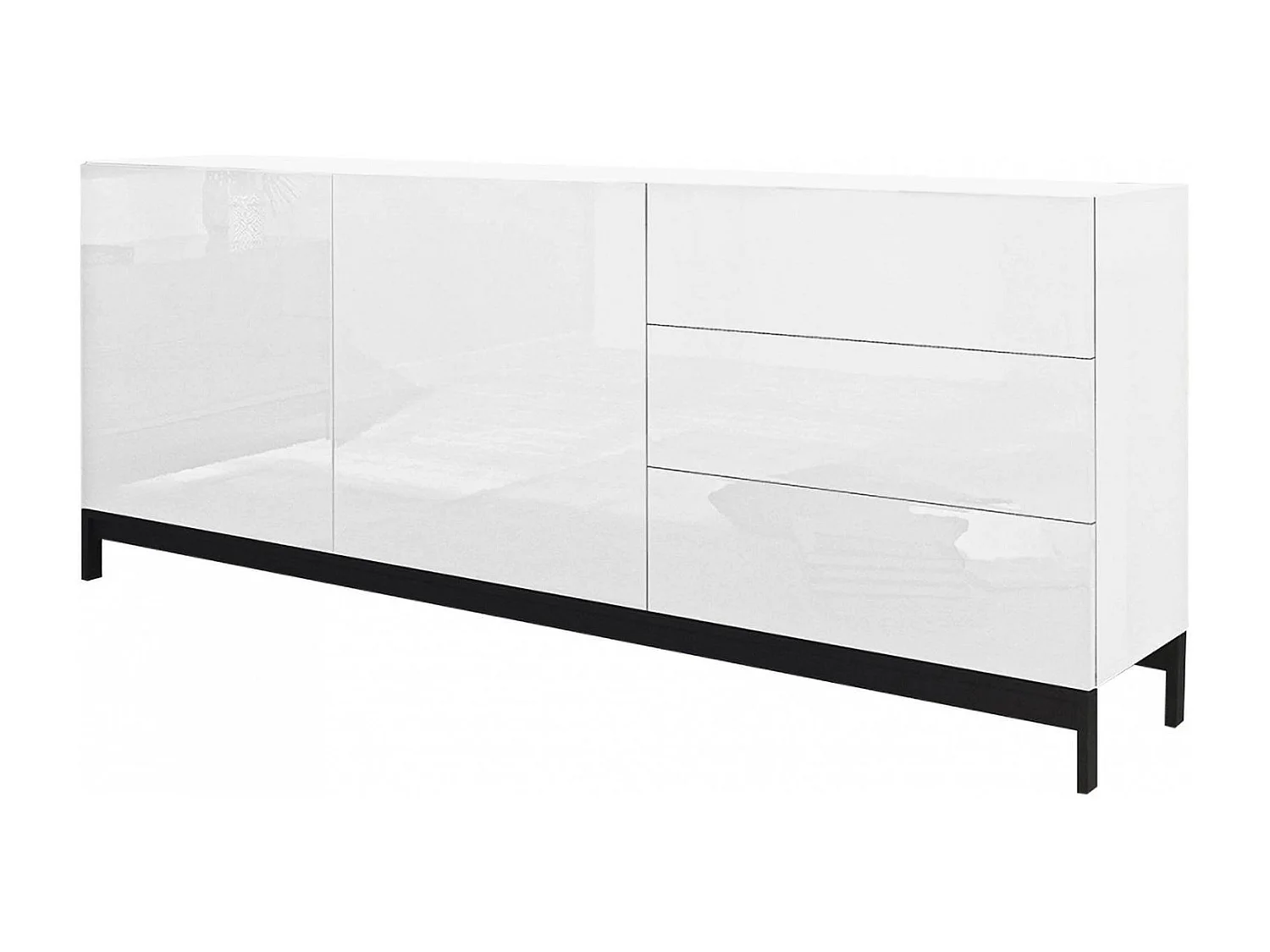 Dmora Dressoir Louis 40x170x47,7h cm Wit Glanz, Plank, 3 Laden, Dressoir 2 Vakken Gemaakt in Italië
