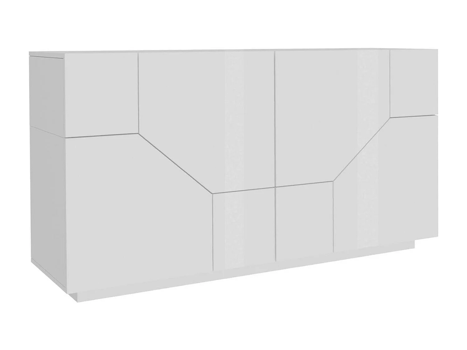 Stefano dressoir, 4-deurs keukendressoir, Woonkamerbuffet, 100% Made in Italy, 200x43h86 cm, Glanzend wit