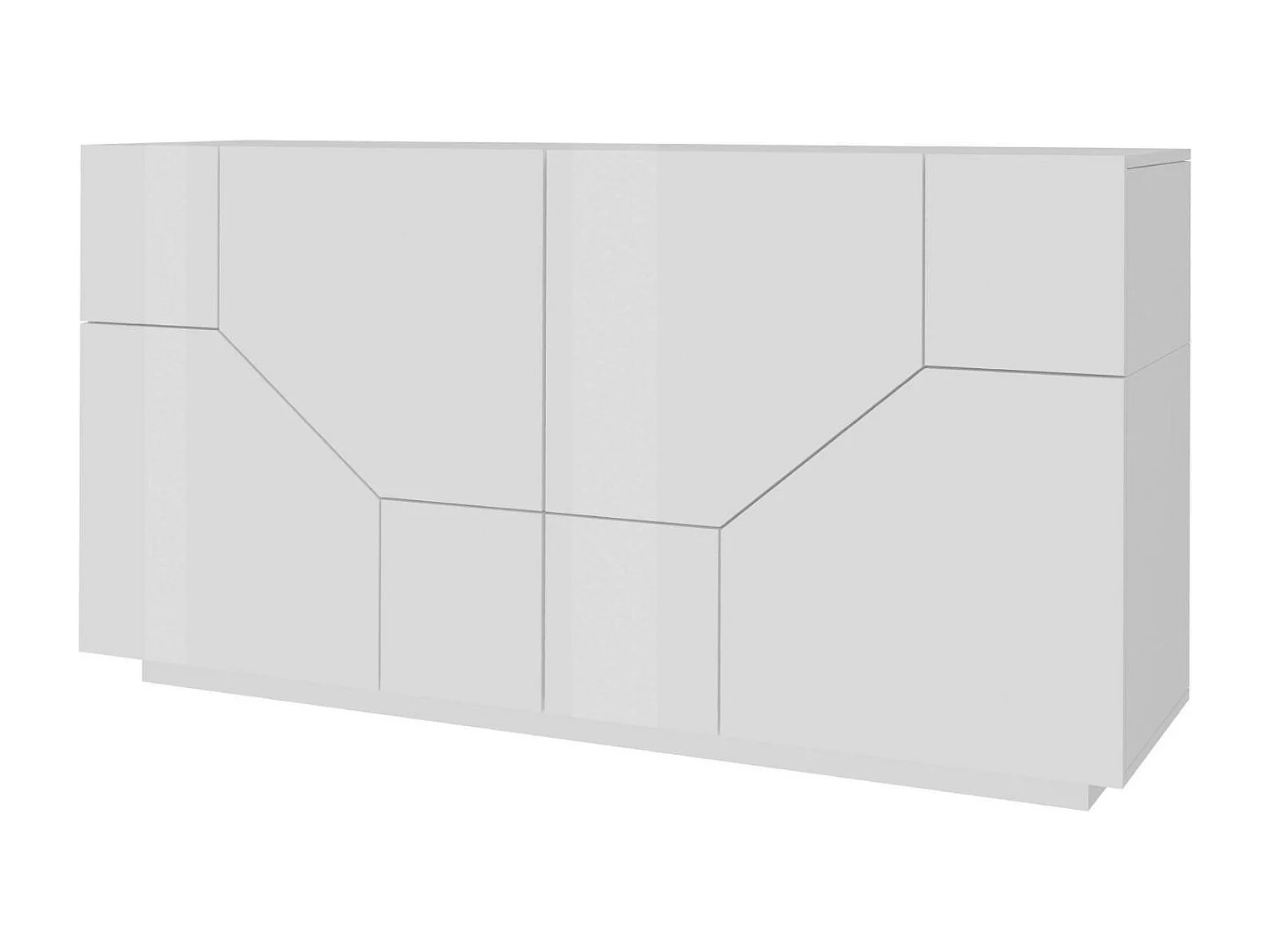 Buffet Stefano, Buffet de cuisine 4 portes, Buffet de salon, 100% Made in Italy, 200x43h86 cm, Blanc brillant