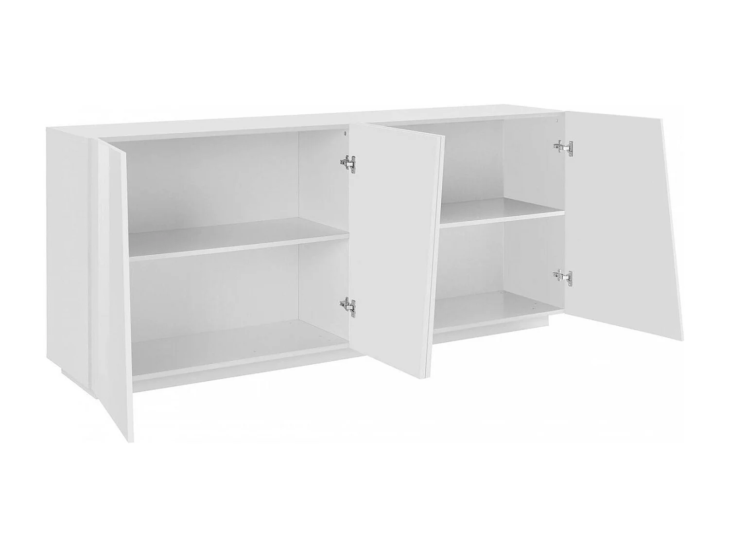 Buffet Oscar, Buffet de cuisine 4 portes, Buffet de salon, 100% Made in Italy, 200x43h86 cm, Blanc brillant