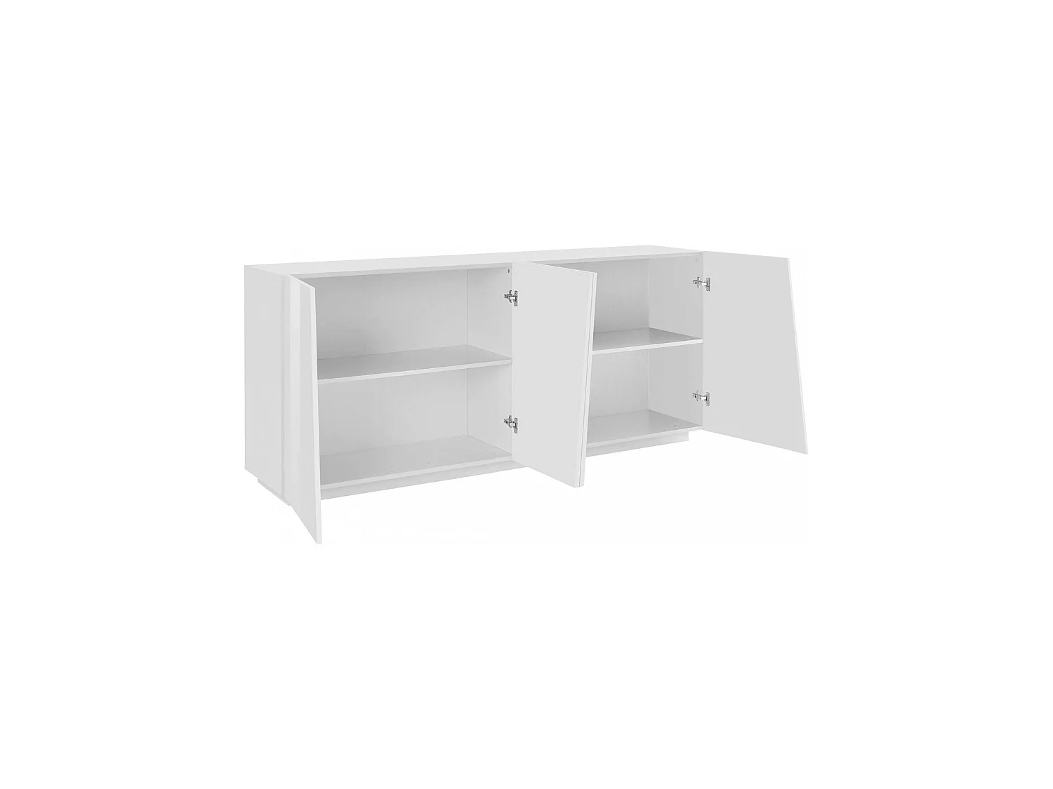 Dmora Dressoir Oscar 43x200x86h cm Glanzend Wit, 2 Planken 4 Compartimenten, Dressoir 4 Deuren Made in Italy