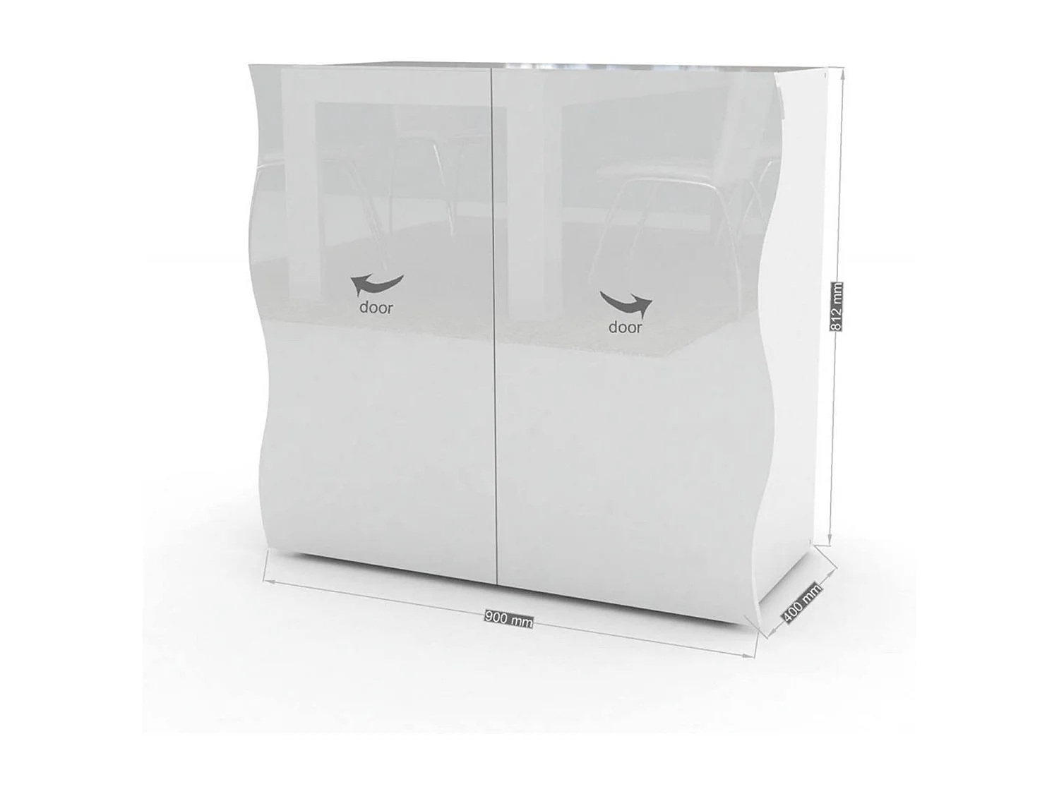 Dmora Kast Nicolò 40x90x81h cm Wit Glans 6 Planken 2 Laden, Dressoir 9 Vakken Made in Italy