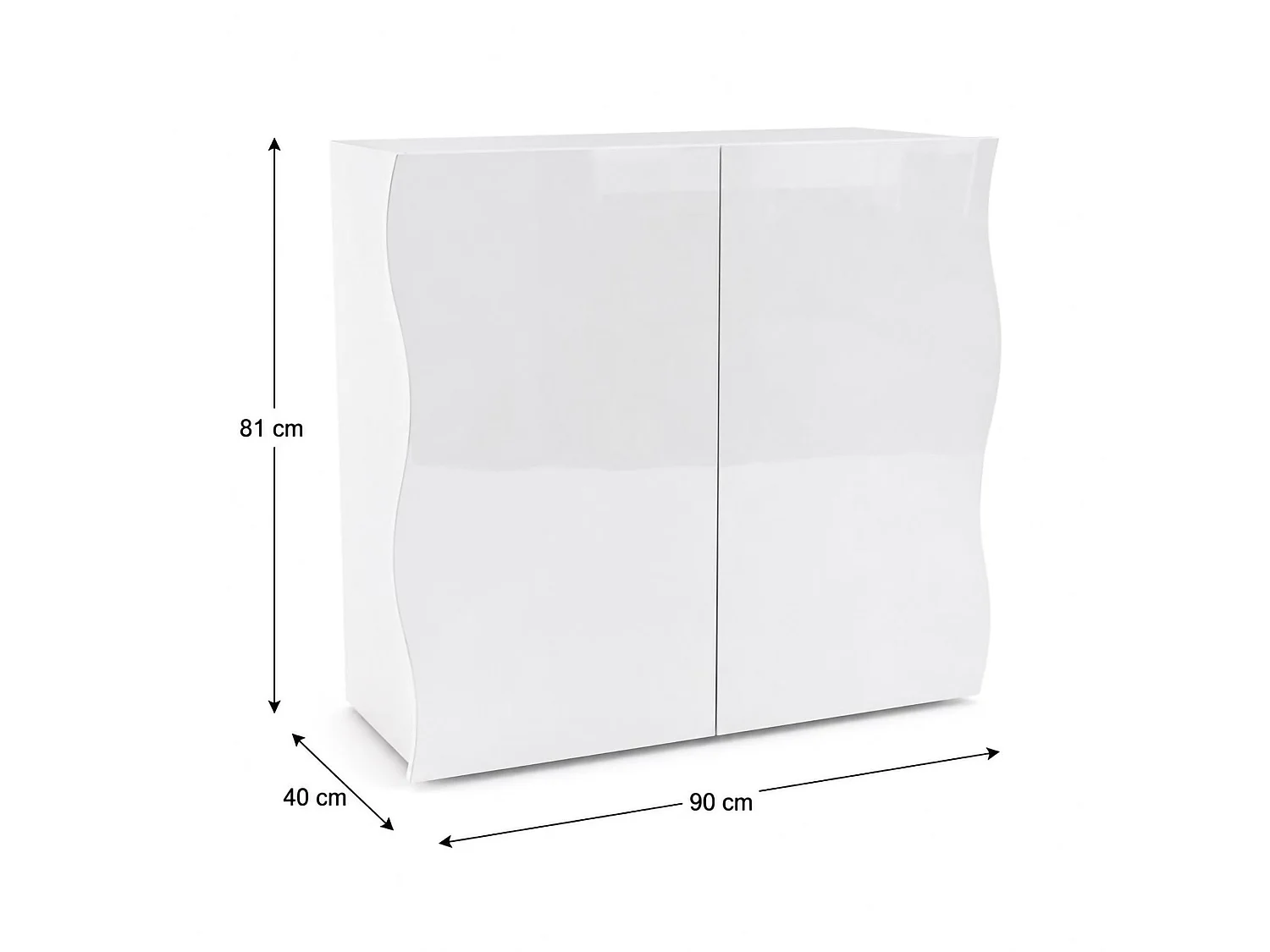 Dmora Kast Nicolò 40x90x81h cm Wit Glans 6 Planken 2 Laden, Dressoir 9 Vakken Made in Italy
