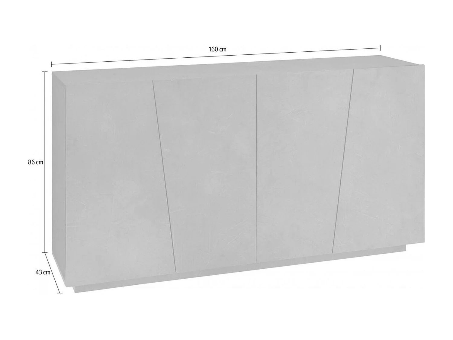 Owen dressoir, 4-deurs keukendressoir, Woonkamerbuffet, 100% Made in Italy, 159x43h86 cm, Glanzend wit