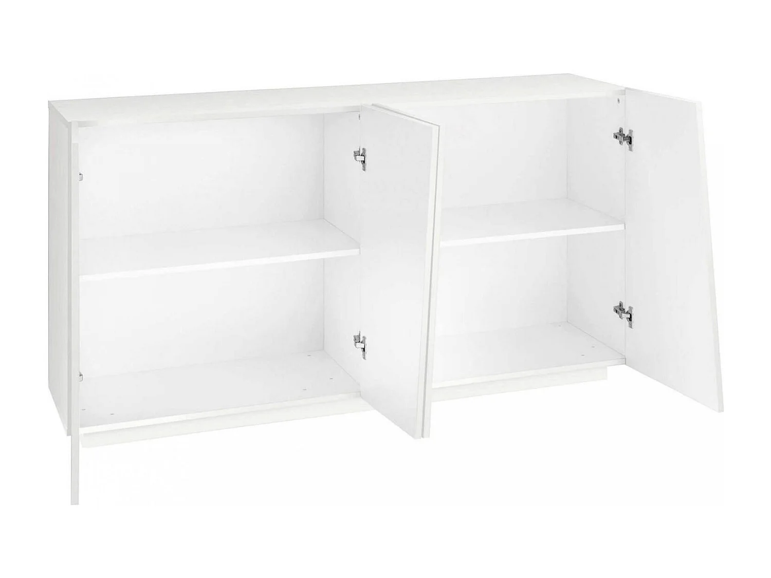 Owen dressoir, 4-deurs keukendressoir, Woonkamerbuffet, 100% Made in Italy, 159x43h86 cm, Glanzend wit