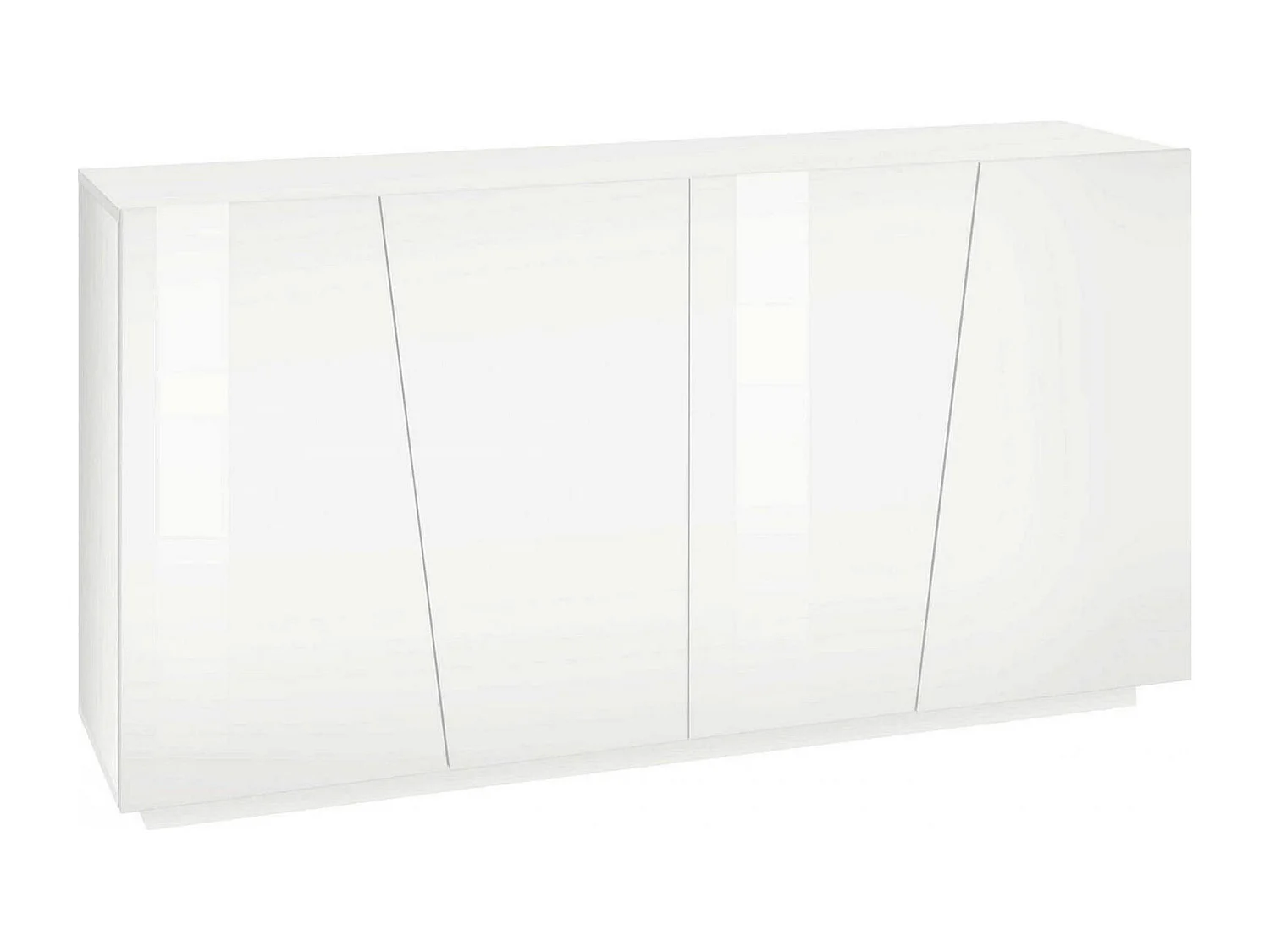 Credenza Owen, Madia da cucina a 4 ante, Buffet da soggiorno, 100% Made in Italy, cm 159x43h86, Bianco lucido