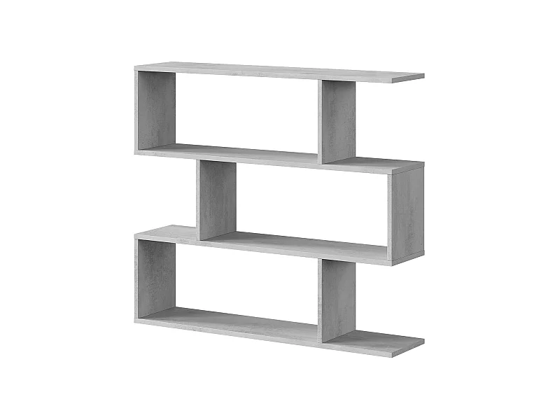 Bibliothèque Hampton, Bibliothèque basse double face, Etagère à trois compartiments, Etagère de bureau moderne, 110x24h97 cm, Gris béton