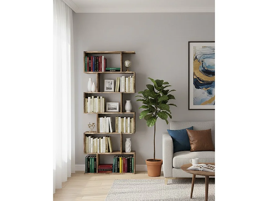 Bibliothèque Lucio, Meuble avec étagères, Bibliothèque de bureau, 100% Made in Italy, 80x25h192 cm, Érable