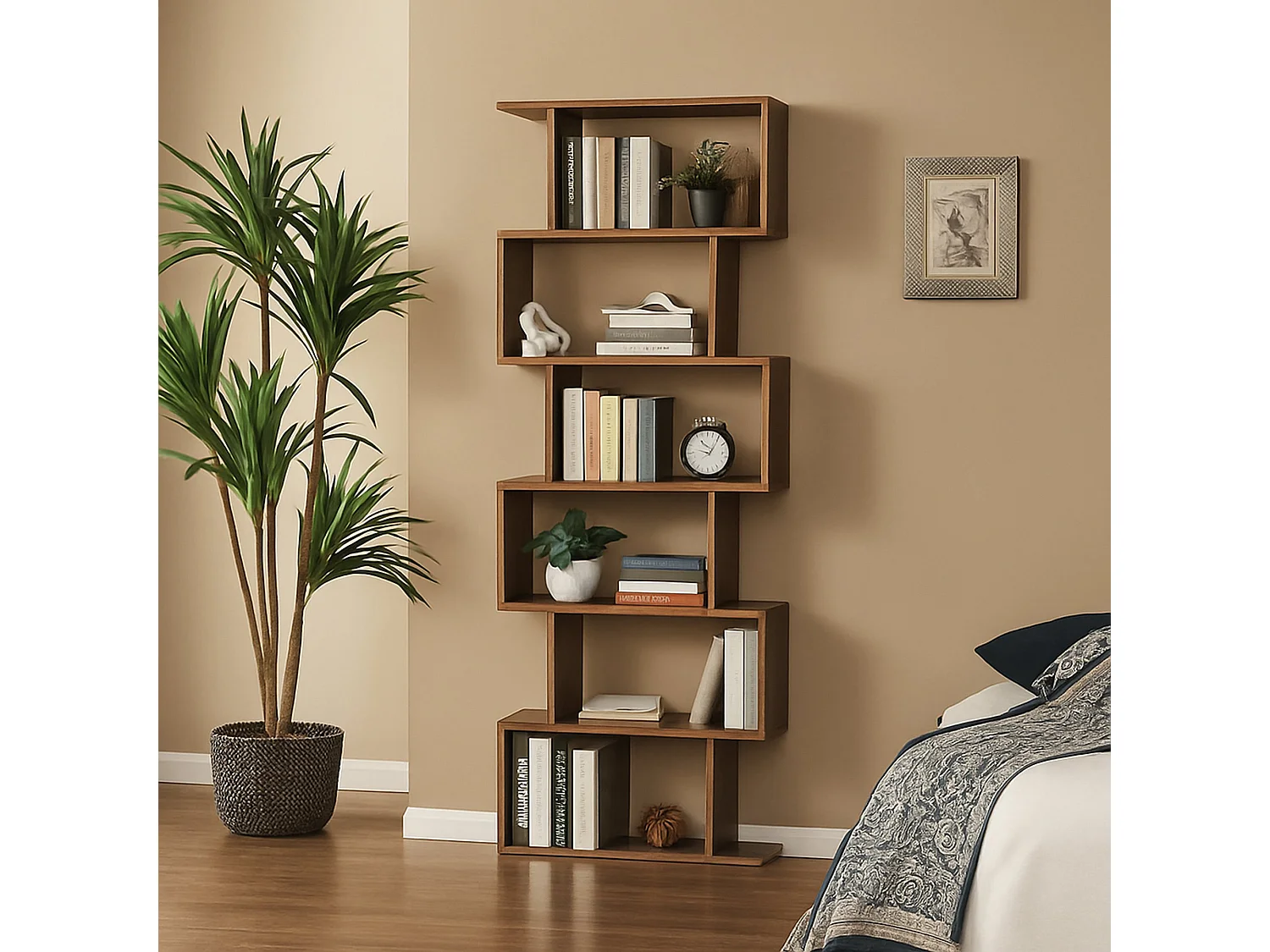 Bibliothèque Lucio, Meuble avec étagères, Bibliothèque de bureau, 100% Made in Italy, 80x25h192 cm, Érable