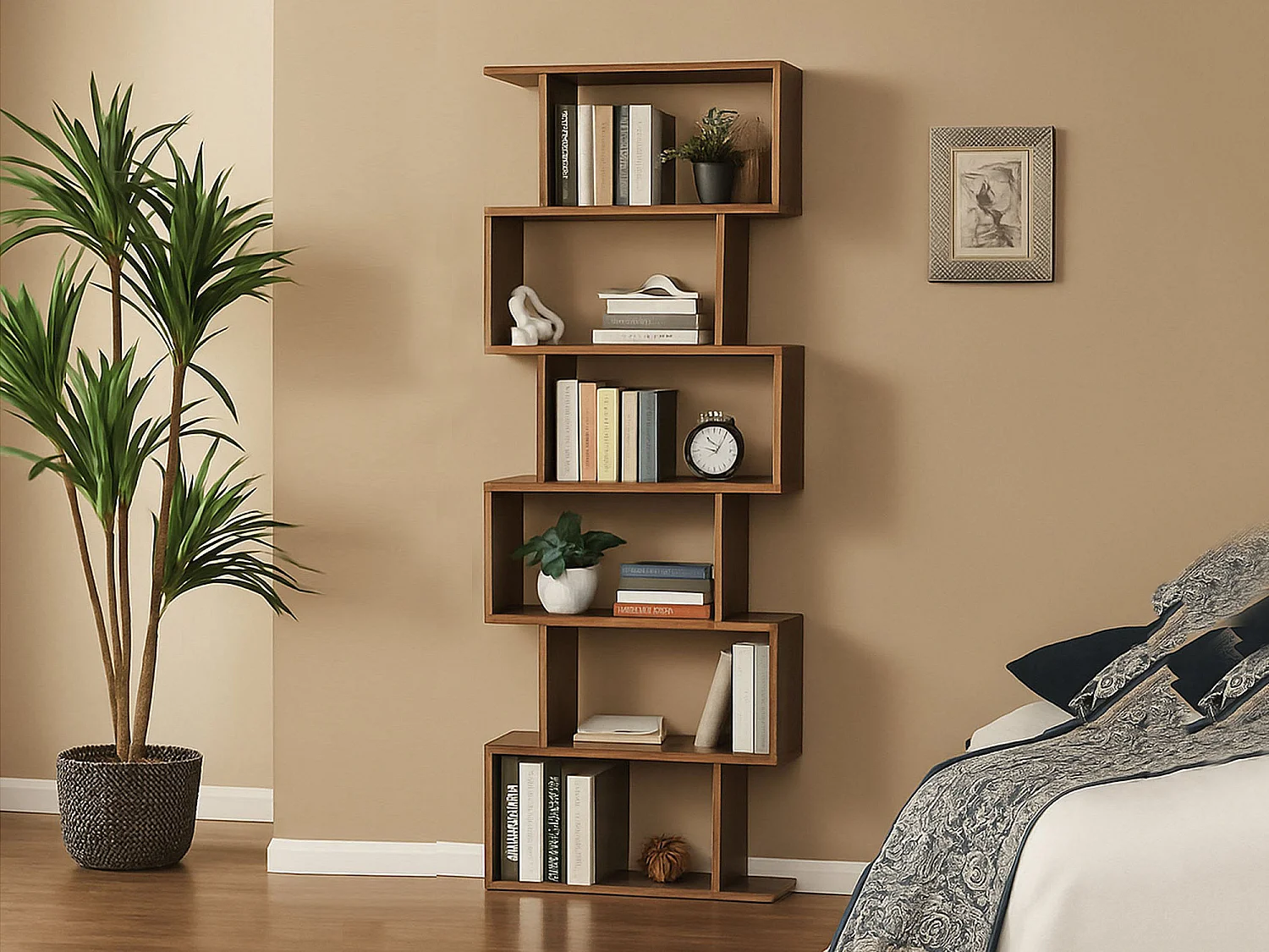 Bibliothèque Lucio, Meuble avec étagères, Bibliothèque de bureau, 100% Made in Italy, 80x25h192 cm, Érable