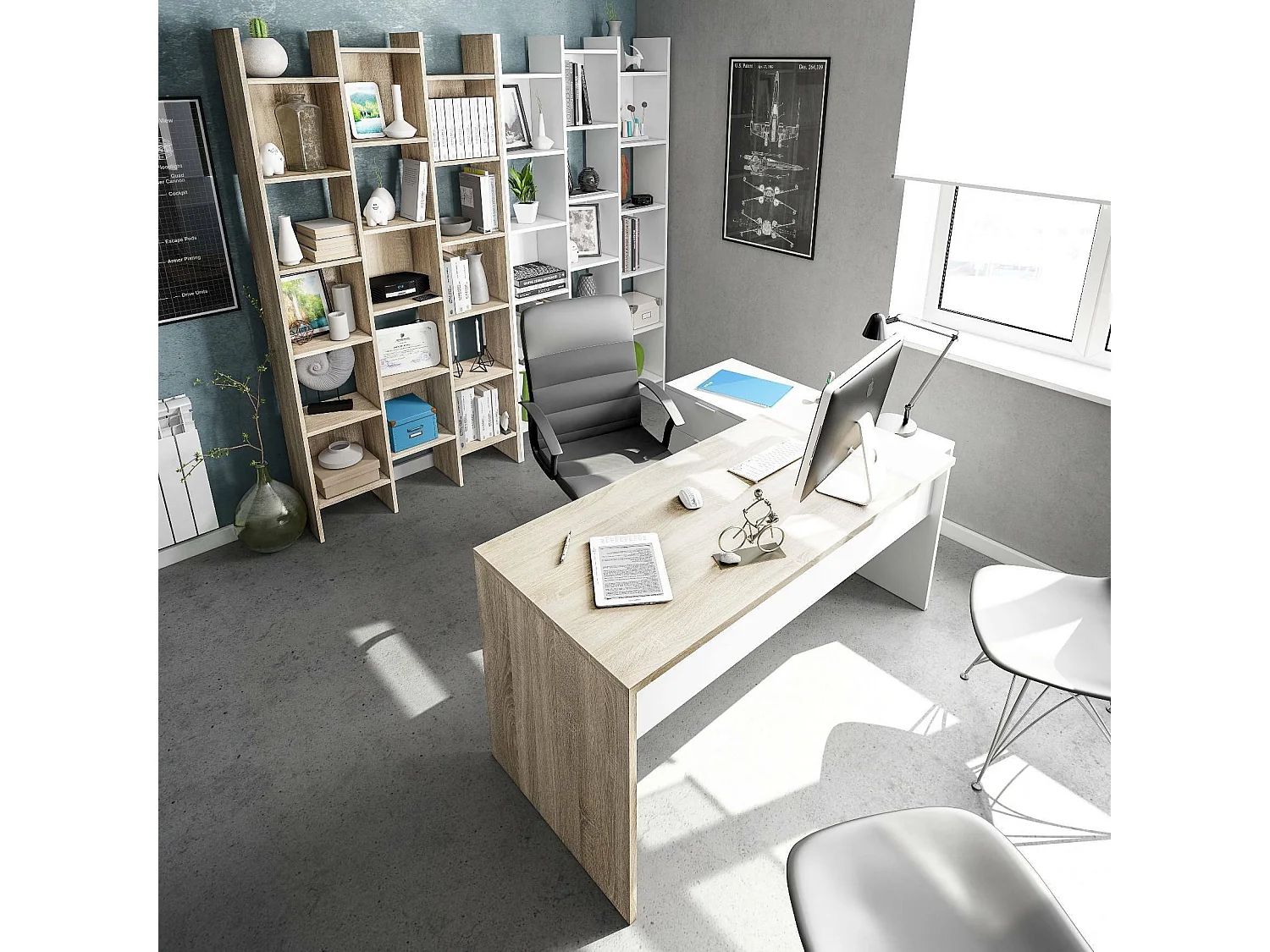 Rockford Bücherregal, Bücherregal mit 18 Regalen, Regal mit quadratischen Fächern, modernes Büroregal, 96 x 29 x 192 cm, WeiÃŸ