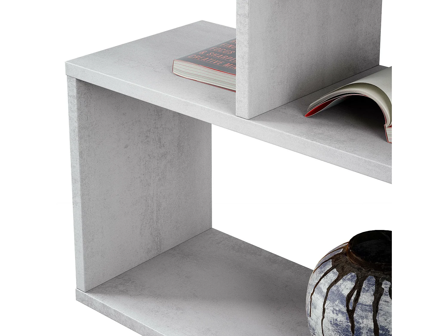 Bibliothèque Joliet, Bibliothèque haute double face, Etagère de séparation avec 5 étagères, Etagère de bureau moderne, 80x24h192 cm, Gris béton