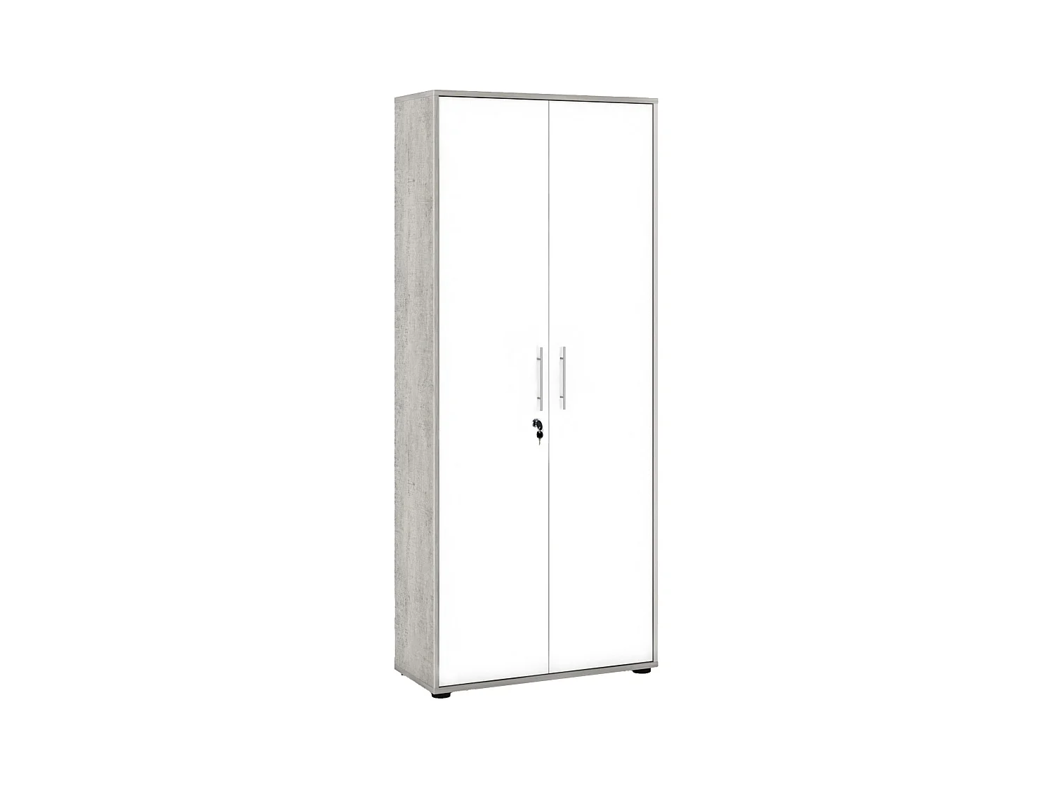 Armoire polyvalente à 2 portes Cambrils, Armoire auxiliaire, Armoire à chaussures, Bibliothèque multifonction avec 2 portes, 79x34h188 cm, Blanc et Ciment