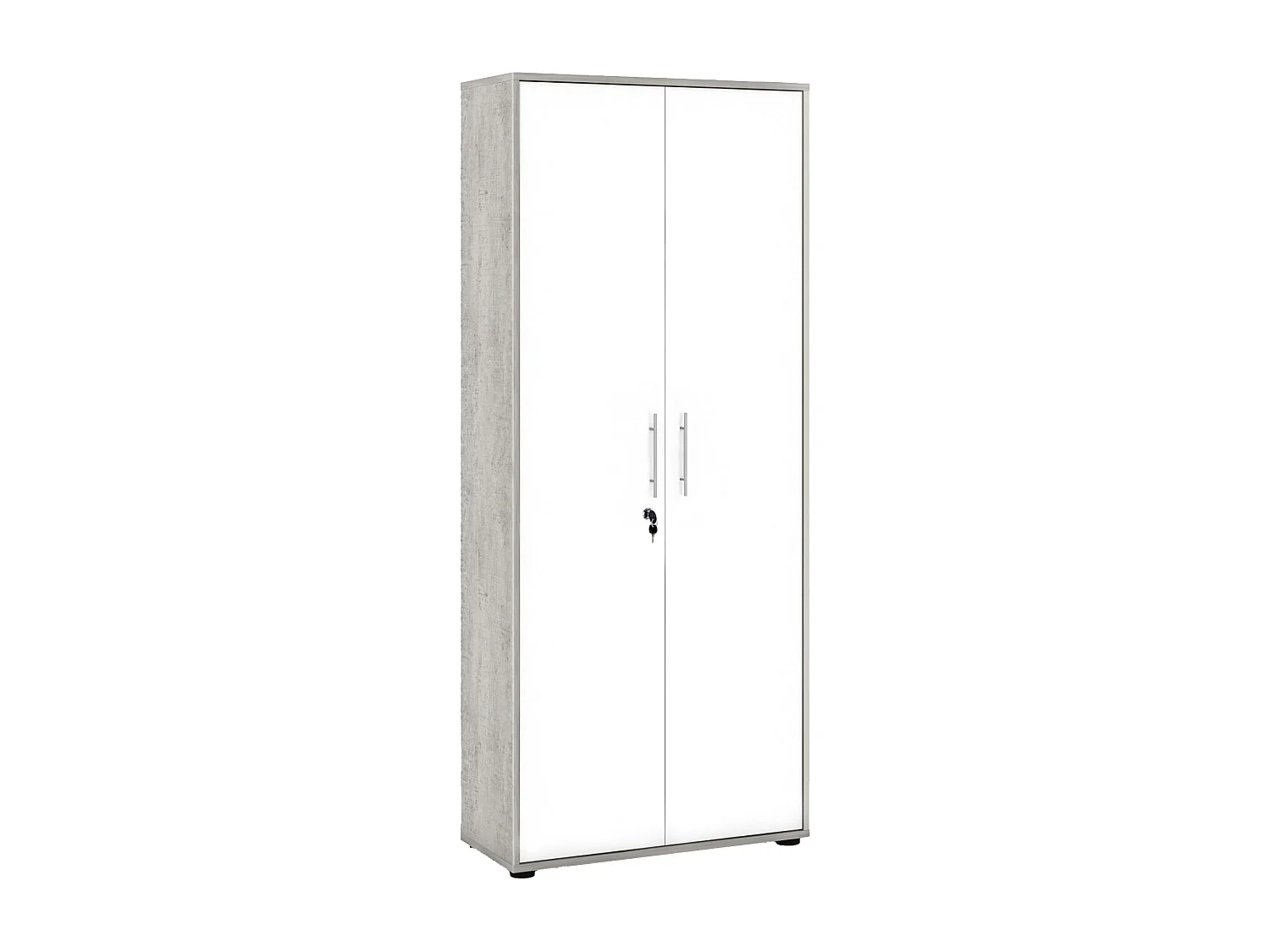 Armoire polyvalente à 2 portes Cambrils, Armoire auxiliaire, Armoire à chaussures, Bibliothèque multifonction avec 2 portes, 79x34h188 cm, Blanc et Ciment