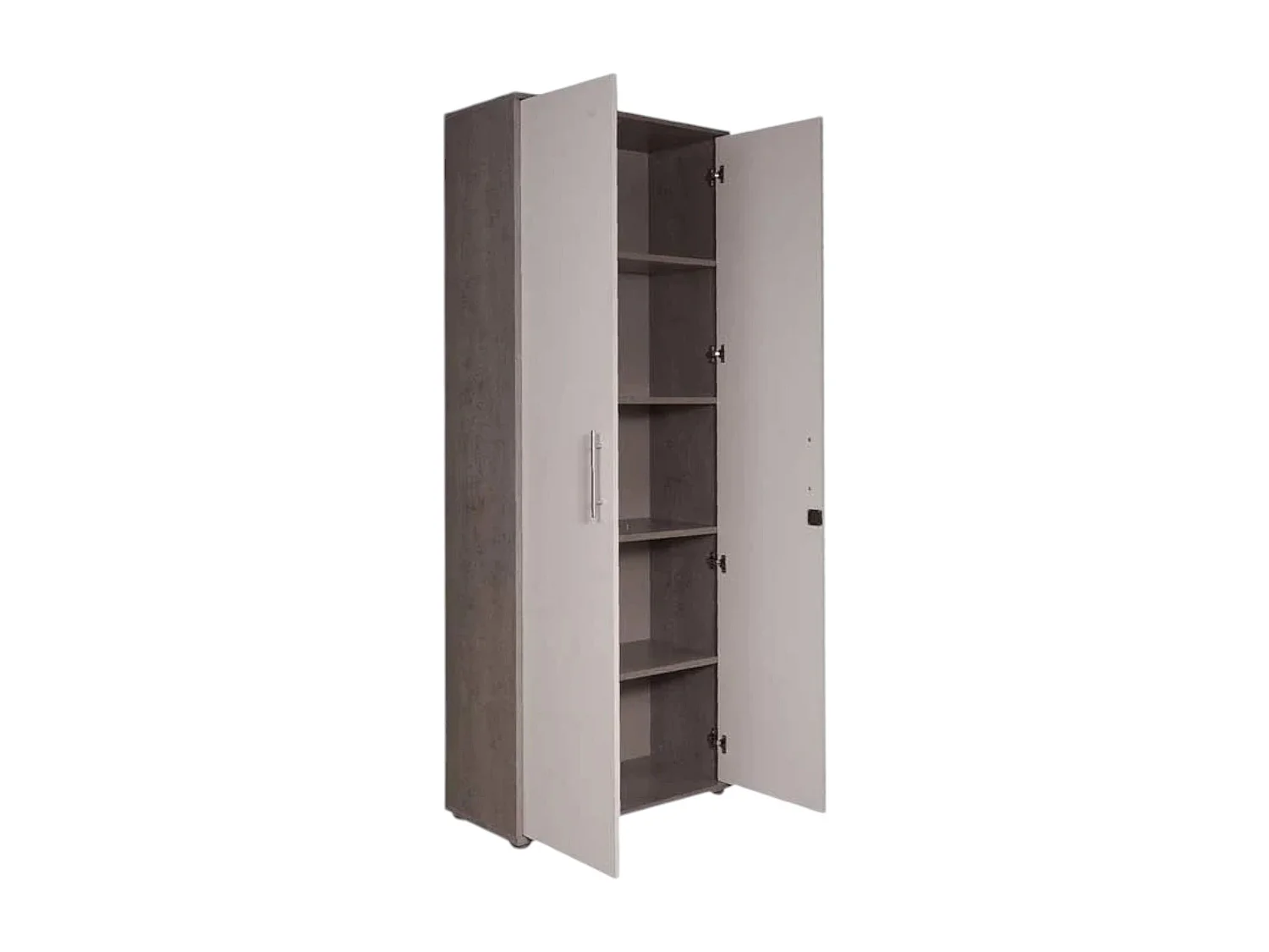 Armadio multiuso 2 ante Cambrils, Mobile ausiliario, Guardaroba portascarpe, Libreria multifunzione a 2 ante, 79x34h188 cm, Bianco e Cemento