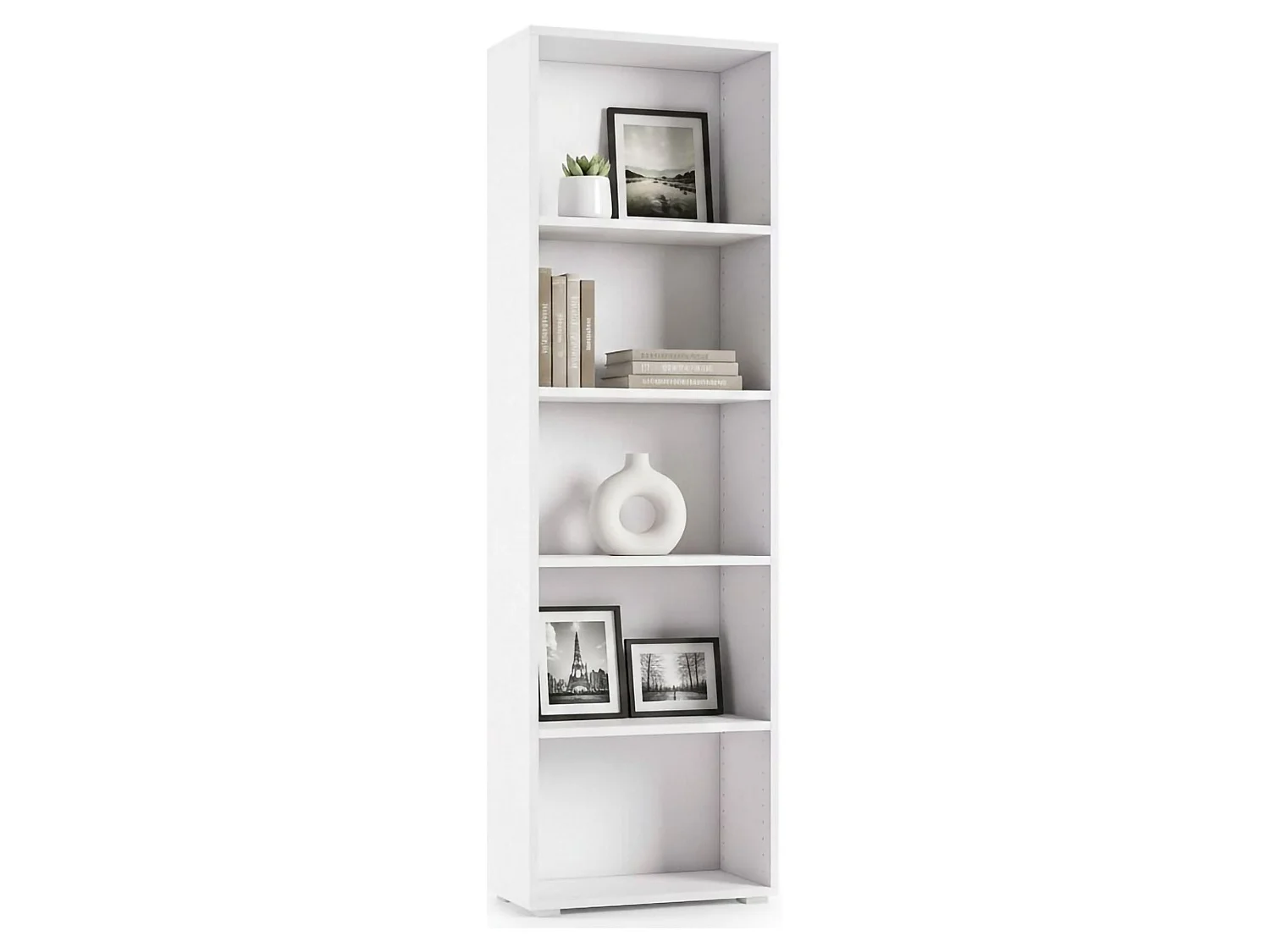Dmora Boekenplank Girasole 30x60x195 cm Wit 5 Planken Verstelbare Plank, Vrije Installatie Made in Italy