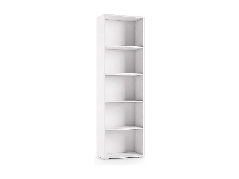 Estante girassola, Biblioteca com 4 prateleiras reguláveis, Estante para livros, Armário de parede com prateleiras, 100% Fabricado em Itália, 60x30h195 cm, Branco