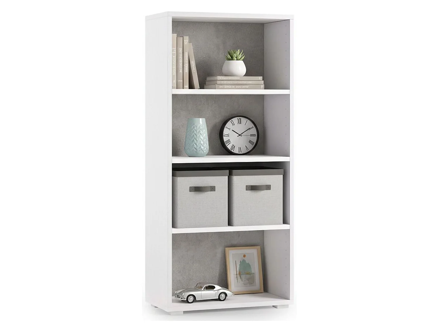 Dmora Boekenkast Giacinto 30x60x130h cm Grijs 3 Planken, Verstelbaar, Wandmontage Made in Italy
