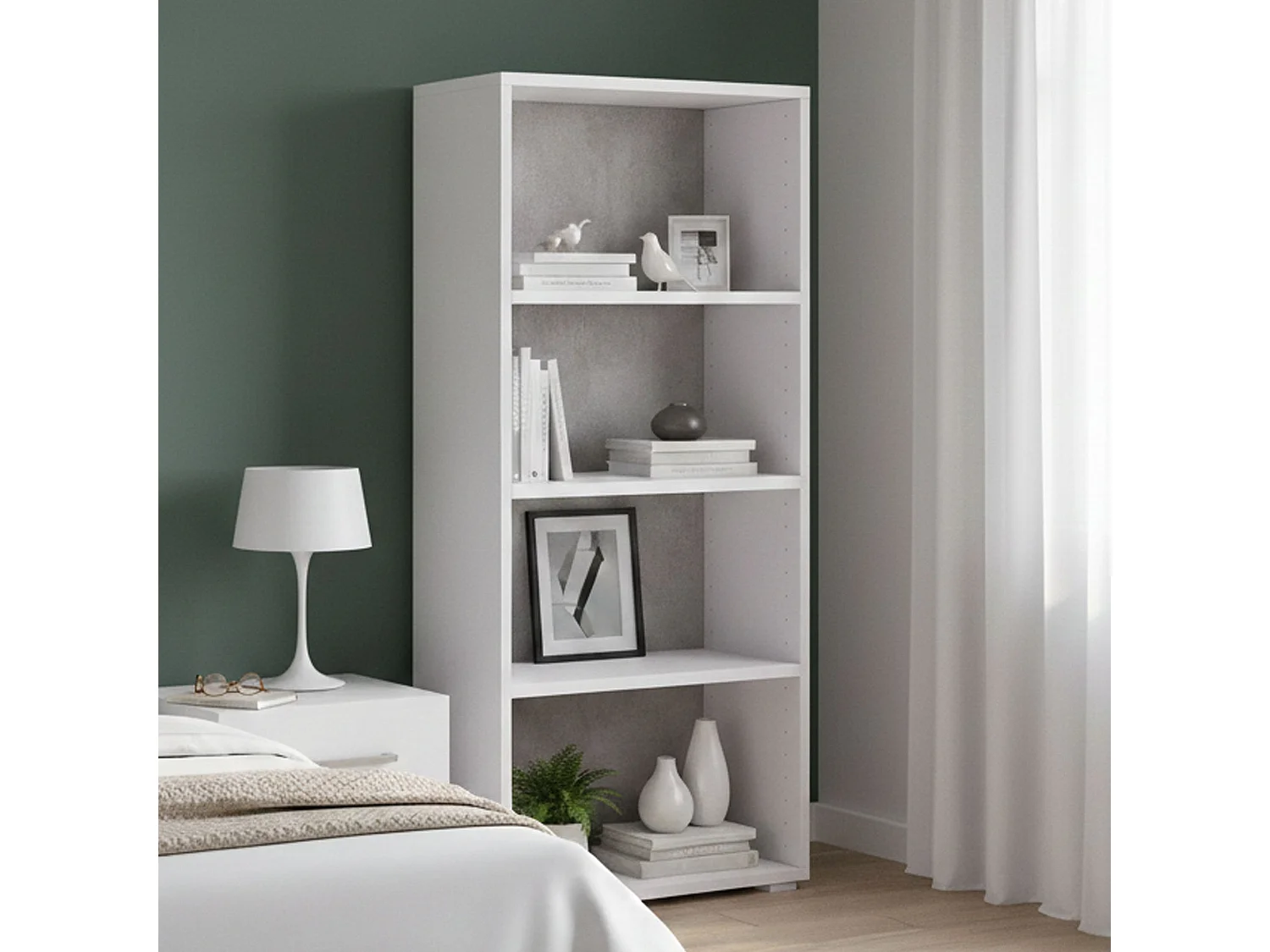 Dmora Boekenkast Giacinto 30x60x130h cm Grijs 3 Planken, Verstelbaar, Wandmontage Made in Italy