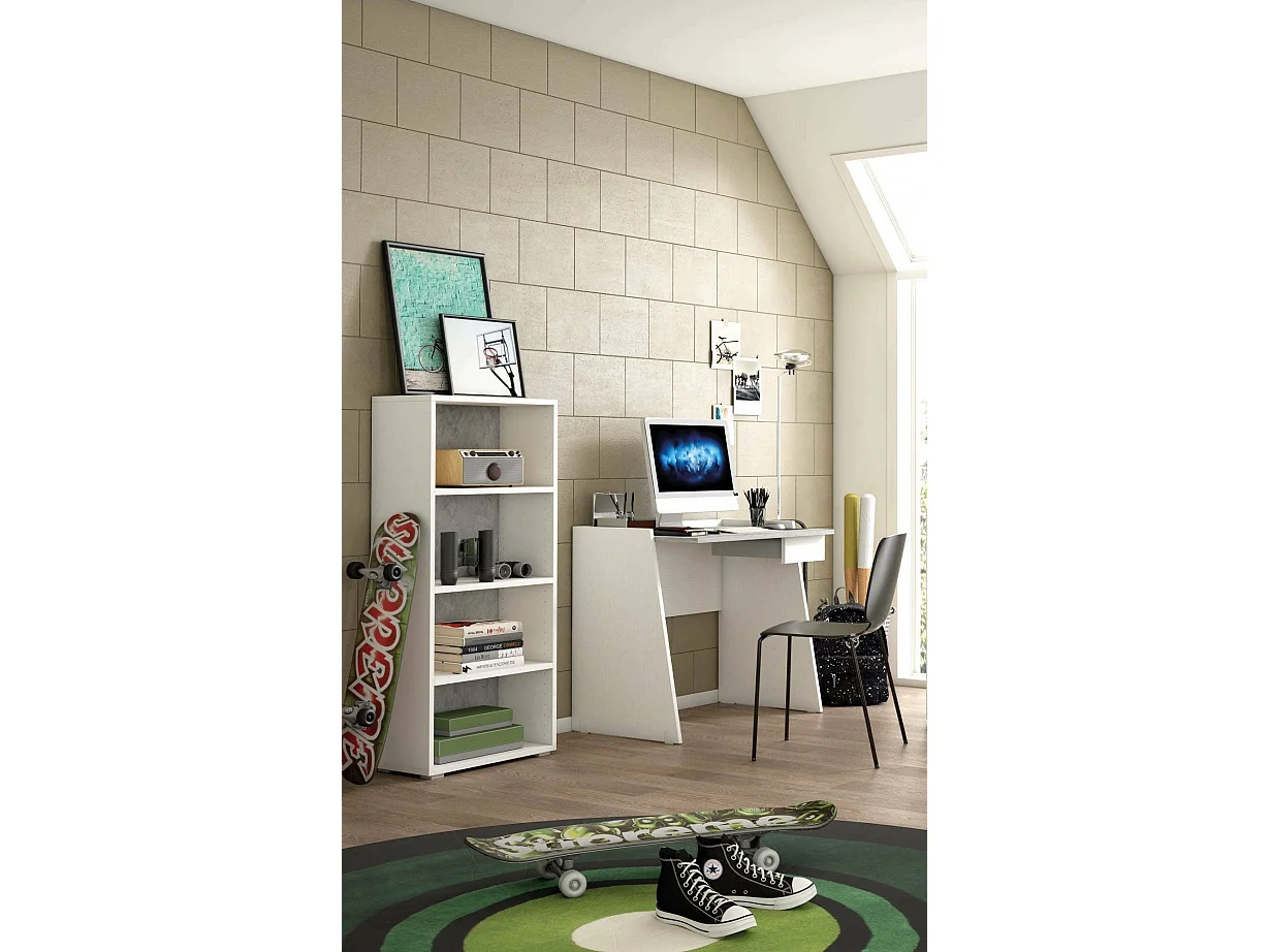 Dmora Boekenkast Giacinto 30x60x130h cm Grijs 3 Planken, Verstelbaar, Wandmontage Made in Italy