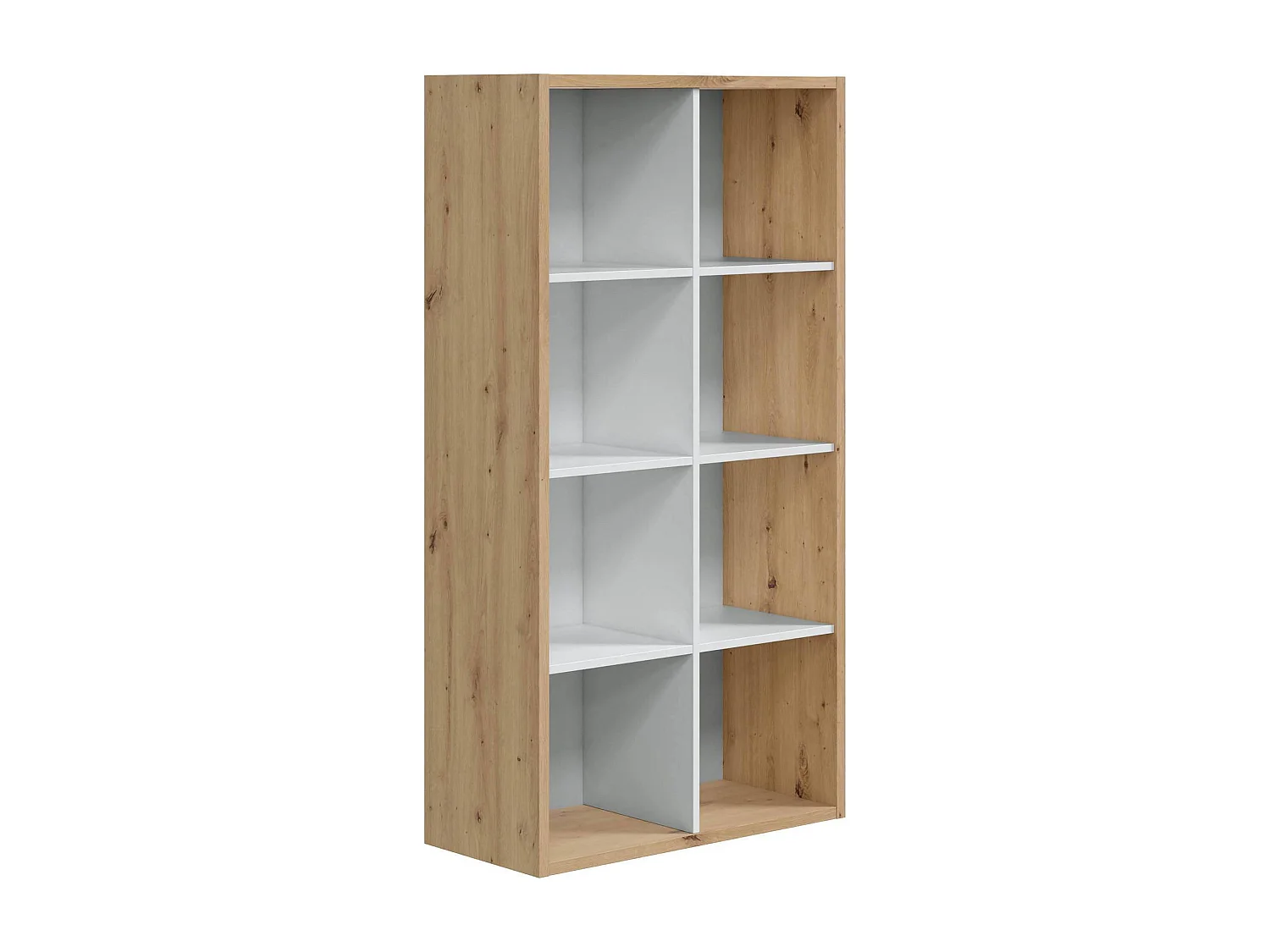 Dmora Boekenkast Sacramento 33x71,5x137h cm Bruin Eikenhout Knopen 6 Planken Vrijstaande Installatie, Plankdraagkracht 8