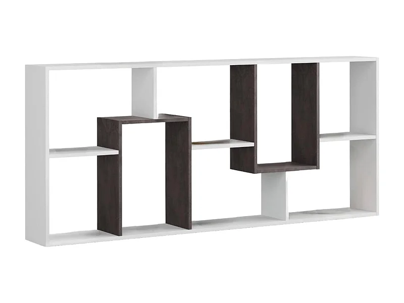 Bibliothèque Fremont, Bibliothèque multi-positions avec 8 compartiments, Etagère de bureau, Etagère de séparation de pièce, 80x25h180 cm, Blanc et Oxyde