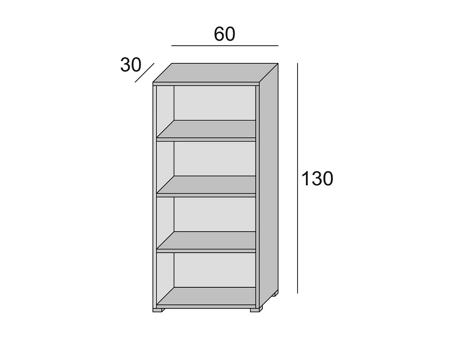 Bücherregal Giacinto, Bibliothek mit 3 verstellbaren Regalen, Bücherregal, Wandschrank mit Regalen, 100 % Made in Italy, 60 x 30 x 130 cm, WeiÃŸ und Eiche