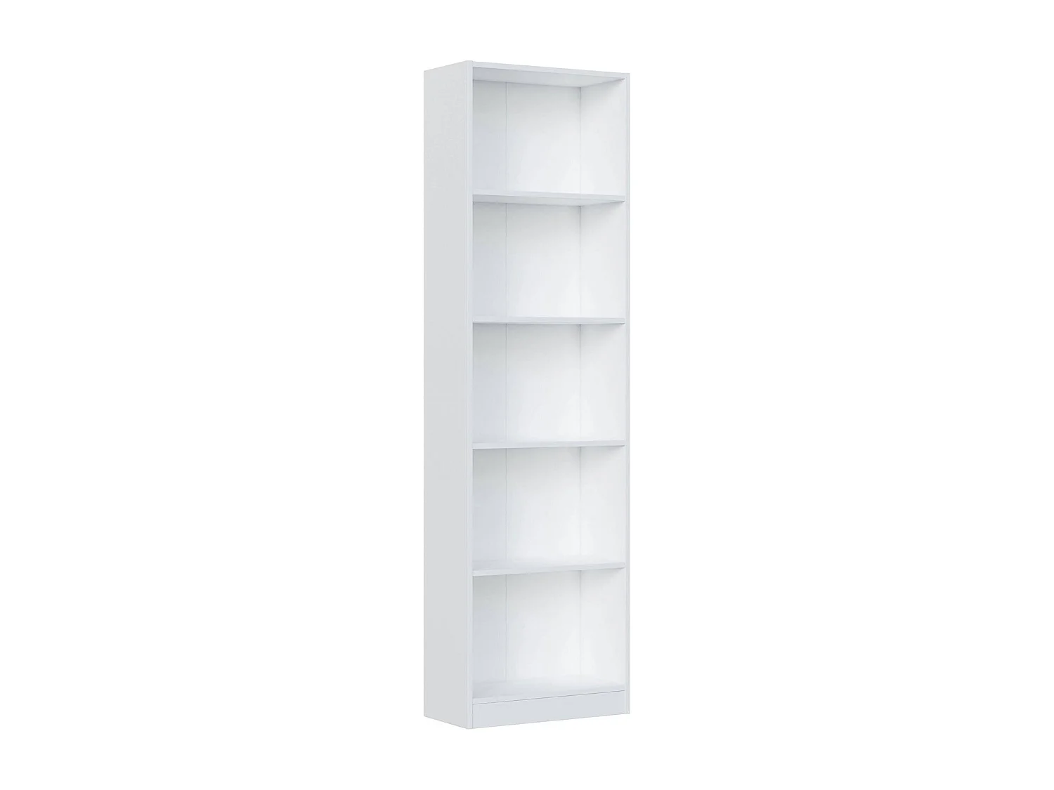Libreria Pomona, Mobile portalibri alta a 5 ripiani, Scaffale da ufficio o cameretta, Scaffale moderno con scomparti, 52x25h80 cm, Bianco