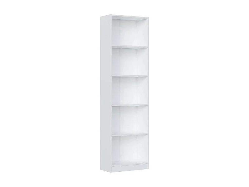 Librería Pomona, Librería alta con 5 estantes, Estantería para oficina o dormitorio, Estantería moderna con compartimentos, 52x25h80 cm, Blanco