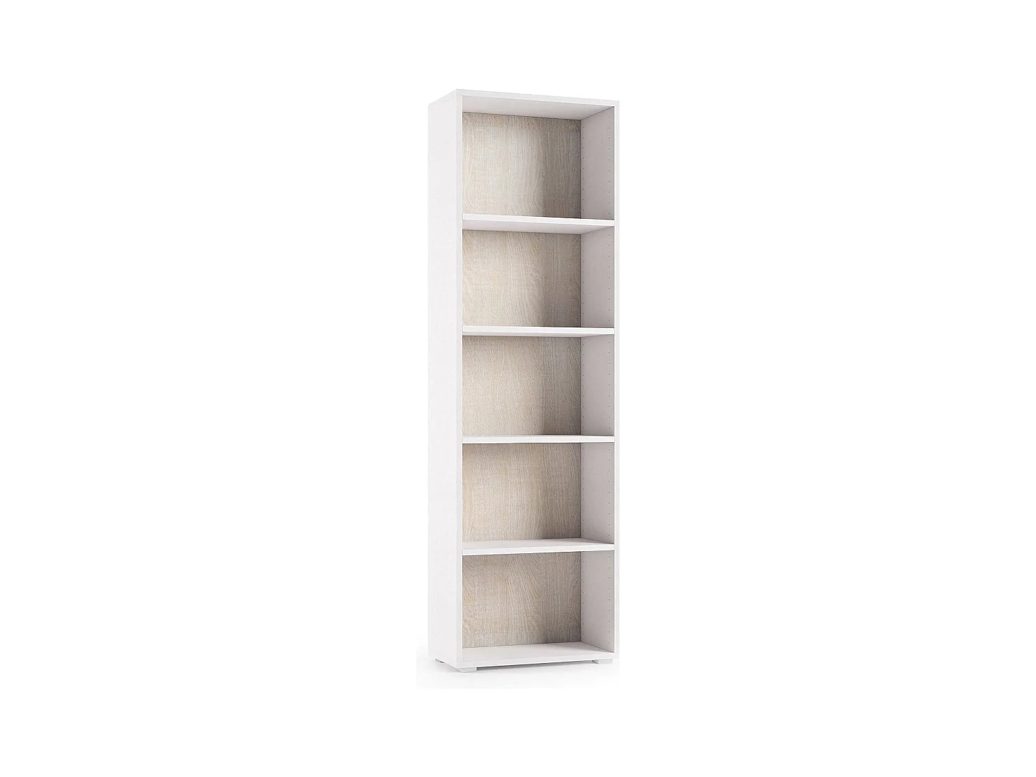 Bibliothèque Girasole, Bibliothèque avec 4 étagères réglables, Étagère à livres, Élément mural avec étagères, 100% Made in Italy, 60x30h195 cm, Blanc et Chêne