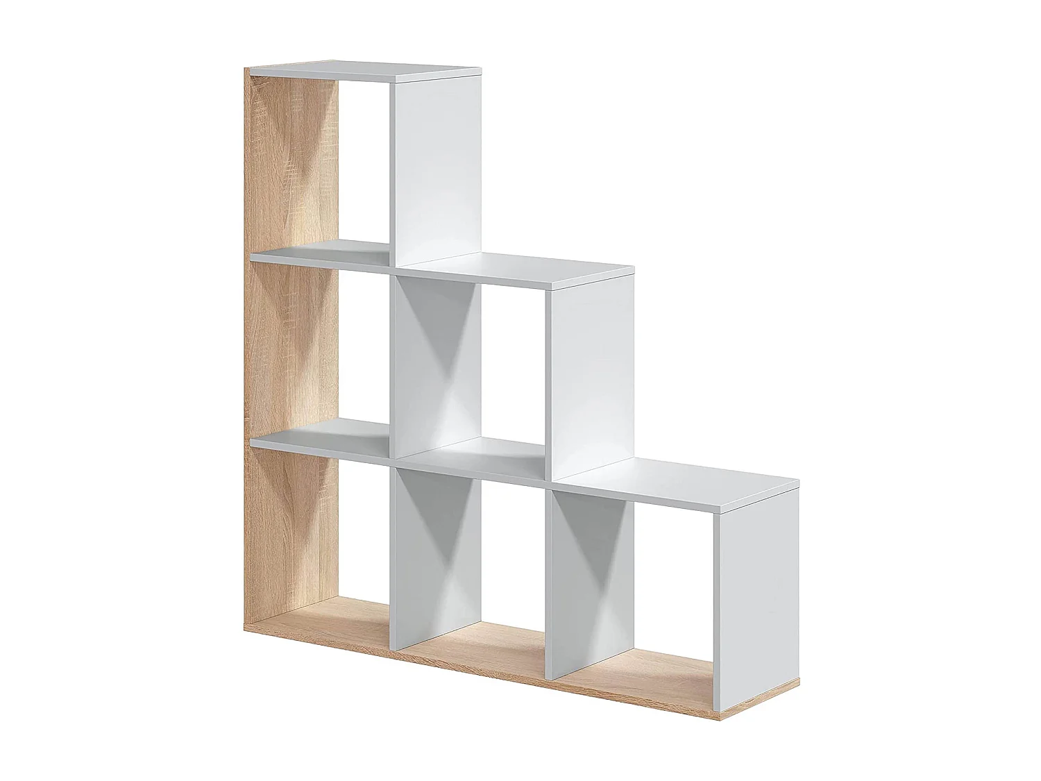 Cincinnati-Bücherregal, doppelseitiges Bücherregal mit 6 Fächern, Büro-Trennregal, 108 x 28 x 110 cm, WeiÃŸ und Eiche