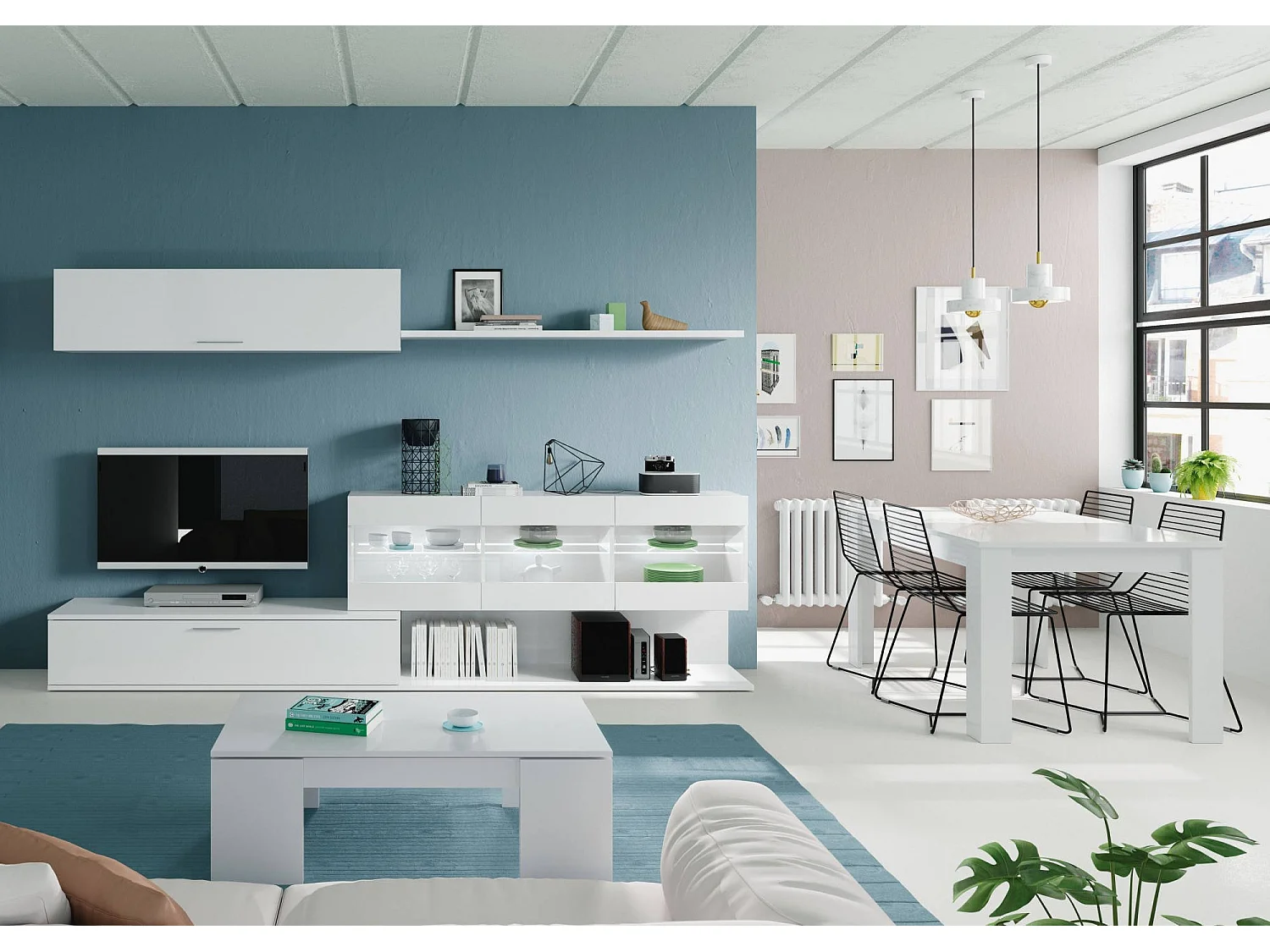 Malibu salontafel, Salontafel met hefblad, Lage woonkamertafel, 100x50h43/84 cm, Glanzend wit