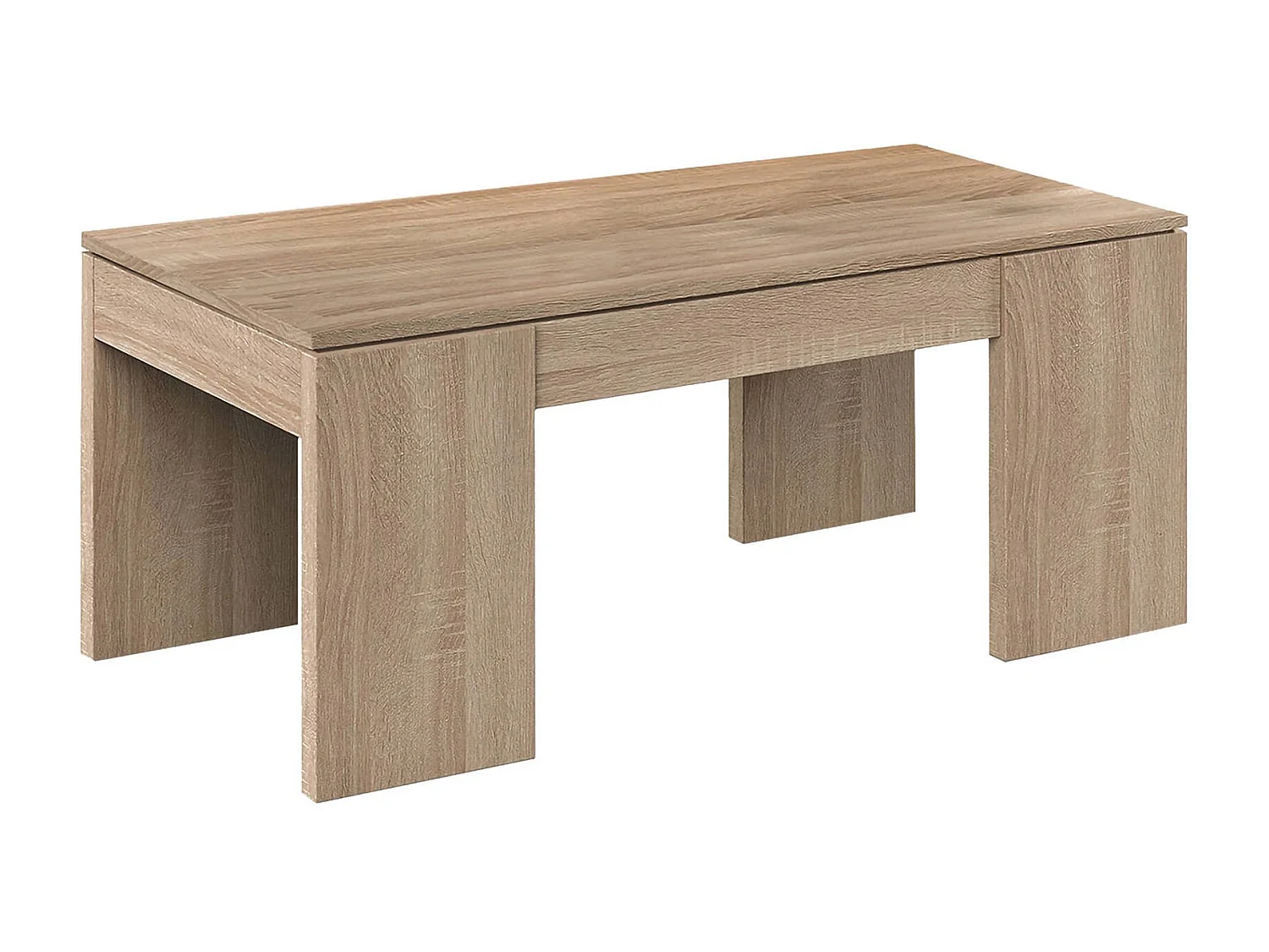 Mesa de centro Malibu, Mesa de centro com tampo elevatório, Mesa baixa de sala, 100x50h43/84 cm, Carvalho