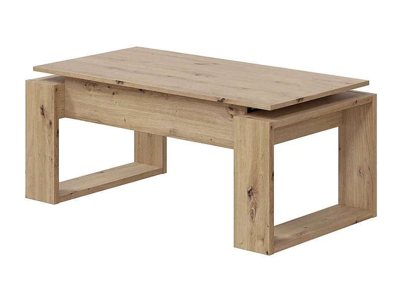 Table basse Flint, Table basse avec plateau relevable, Table basse de salon, 105x55h45/56 cm, Chêne noué