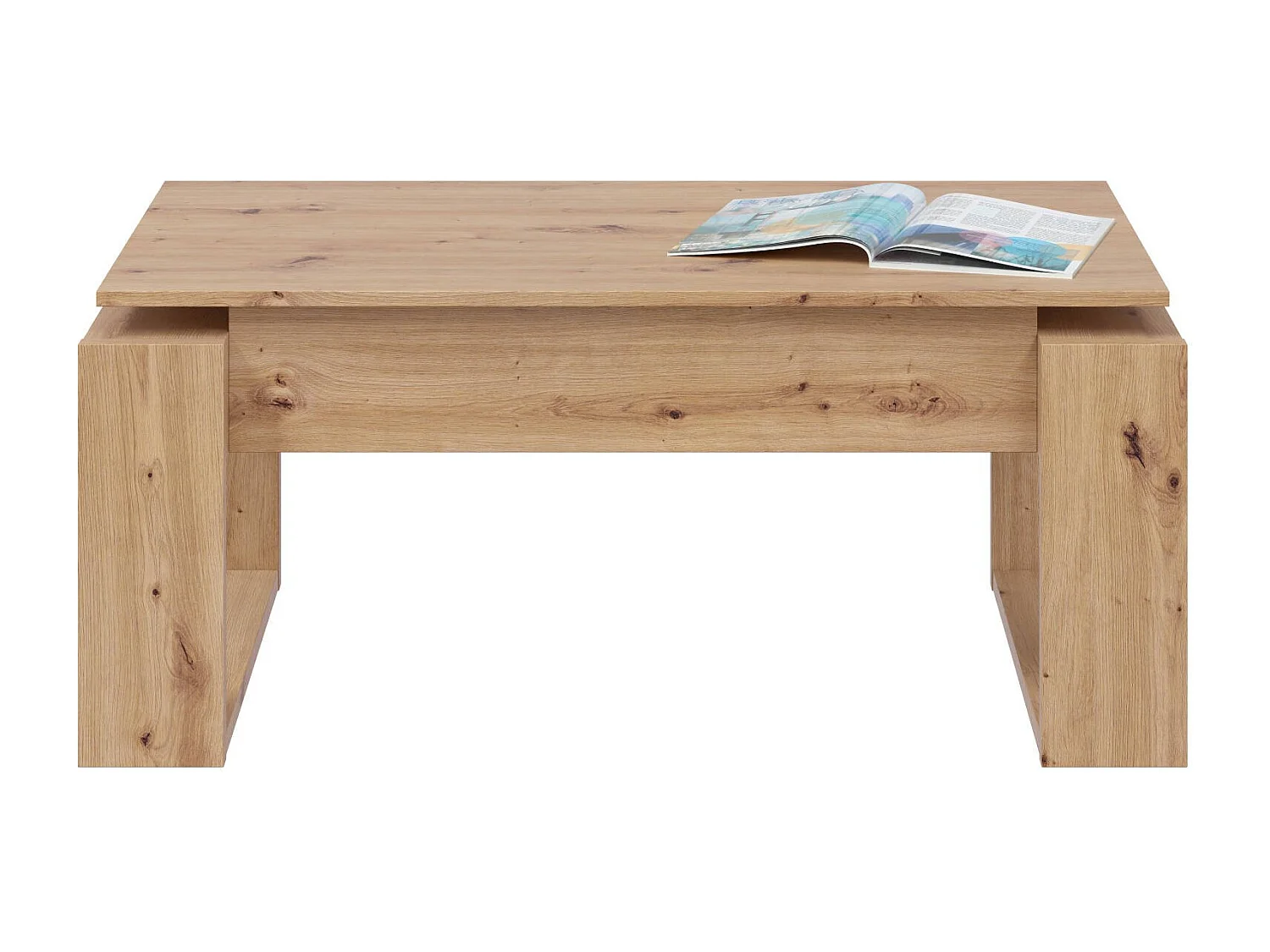 Dmora Salontafel Flint 45x105x55h cm Bruin Eiken Knoesten Met Opslag, Melamine Randen, ABS Poten, 1 Vak, Rechthoekig