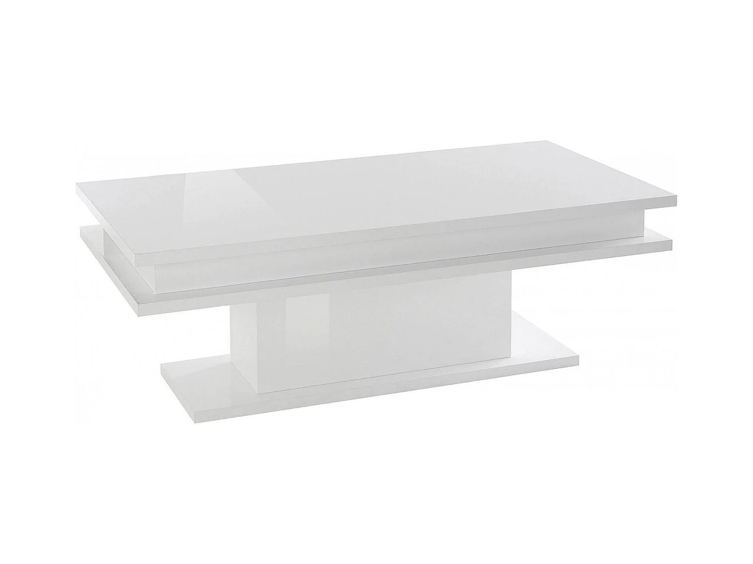 Table basse Leon, Table basse, Porte-revues, 100% Made in Italy, 100x55h42 cm, Blanc brillant