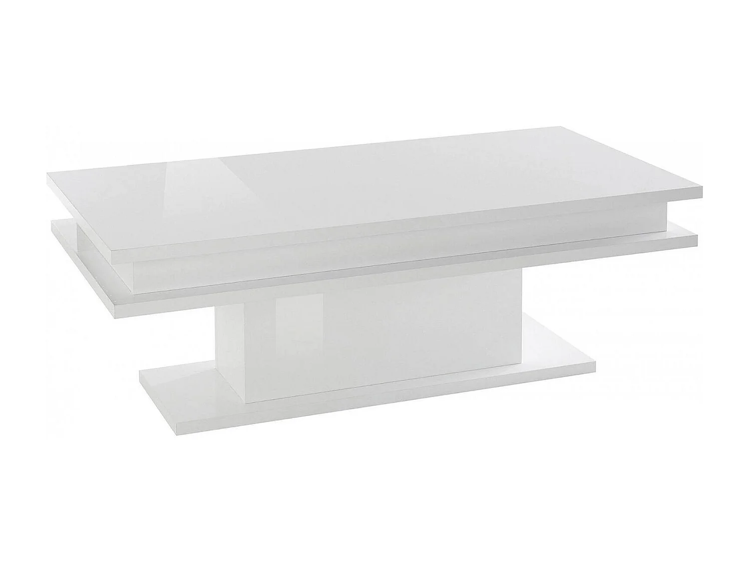 Couchtisch Leon, niedriger Couchtisch, Zeitungsständer, 100 % Made in Italy, 100 x 55 x 42 cm, glänzend weiÃŸ,